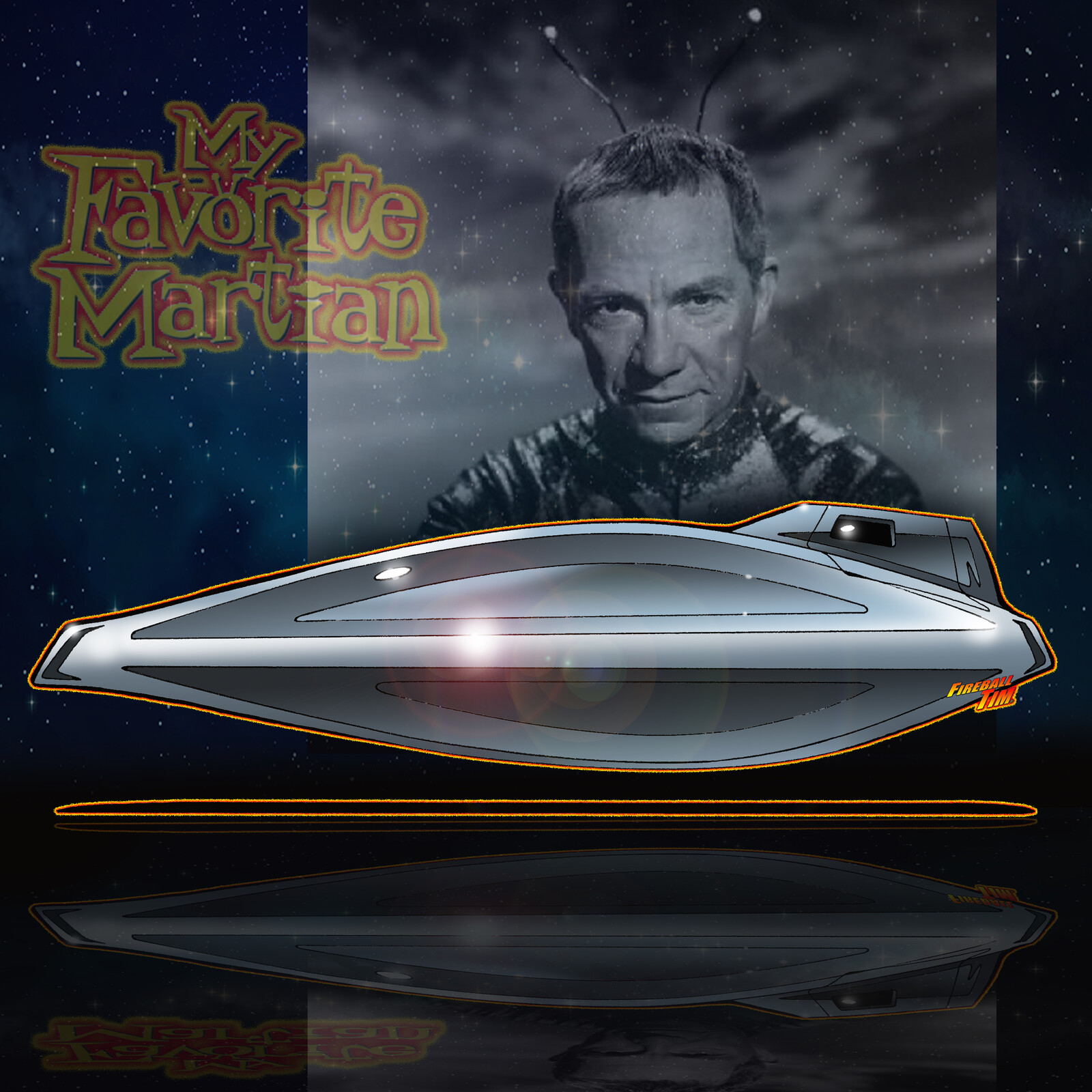 My Favorite Martian Spaceship Art by Fireball Tim Garage