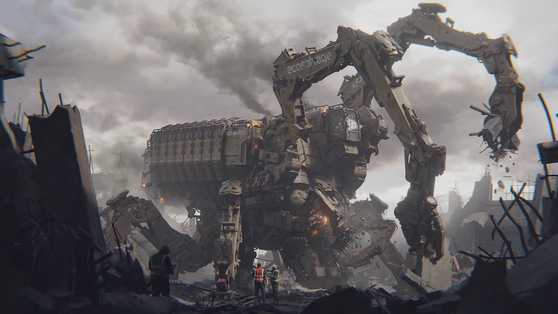 ArtStation - 3D Kitbash Tutorial - Demolition Recycler Mech