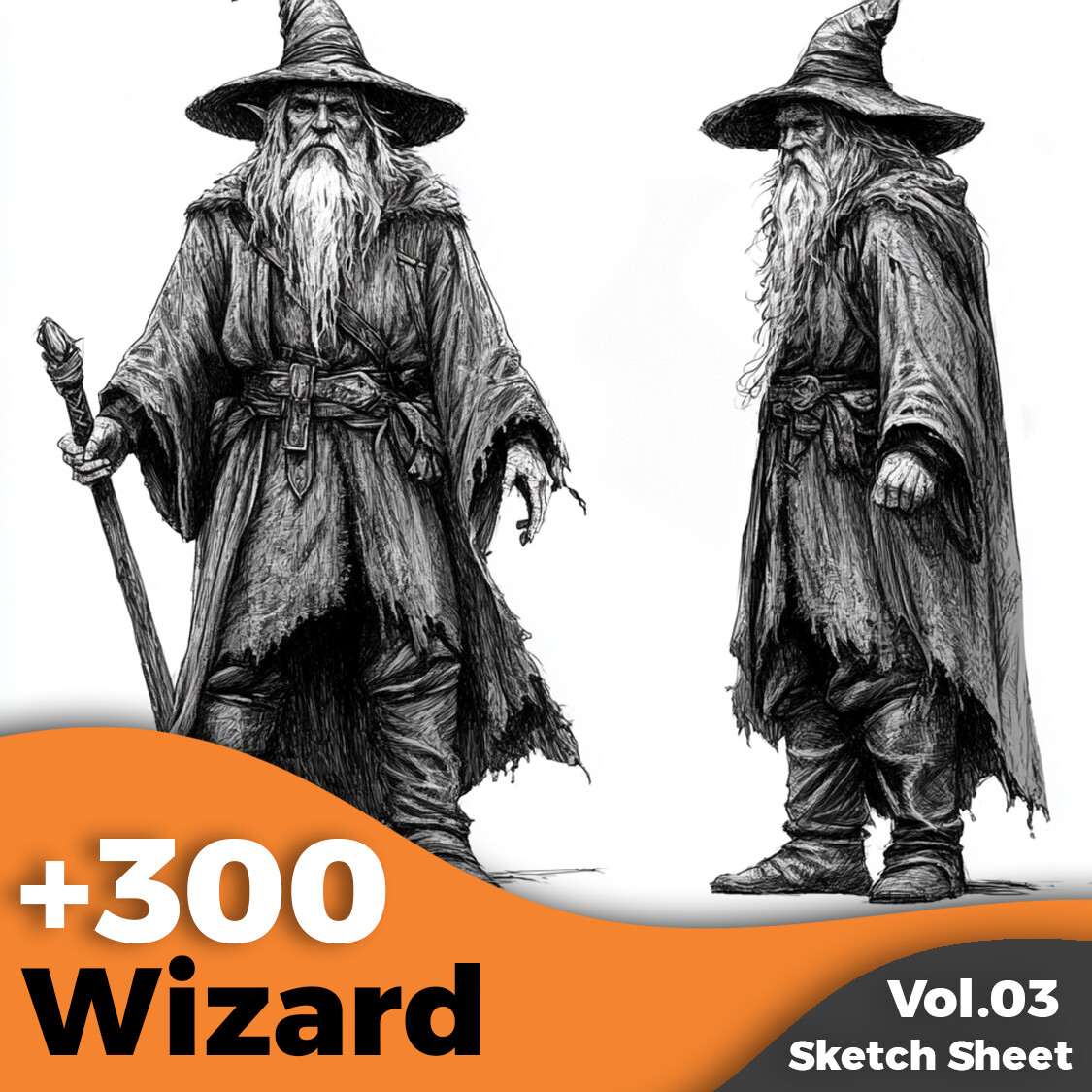 ArtStation +300 Wizard Sketch Sheet Reference Images(4k)