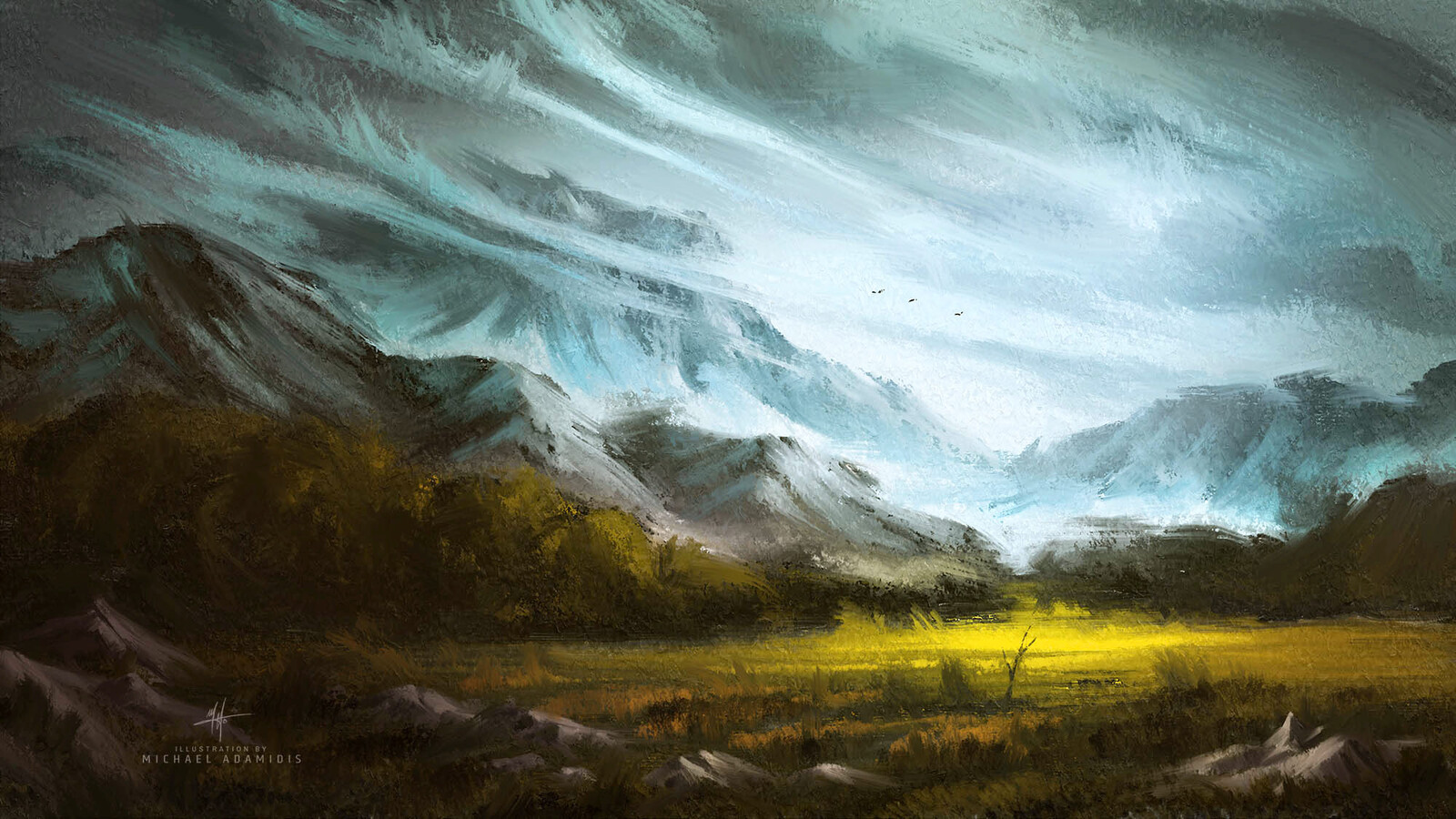 Loose concept art with different brush strokes