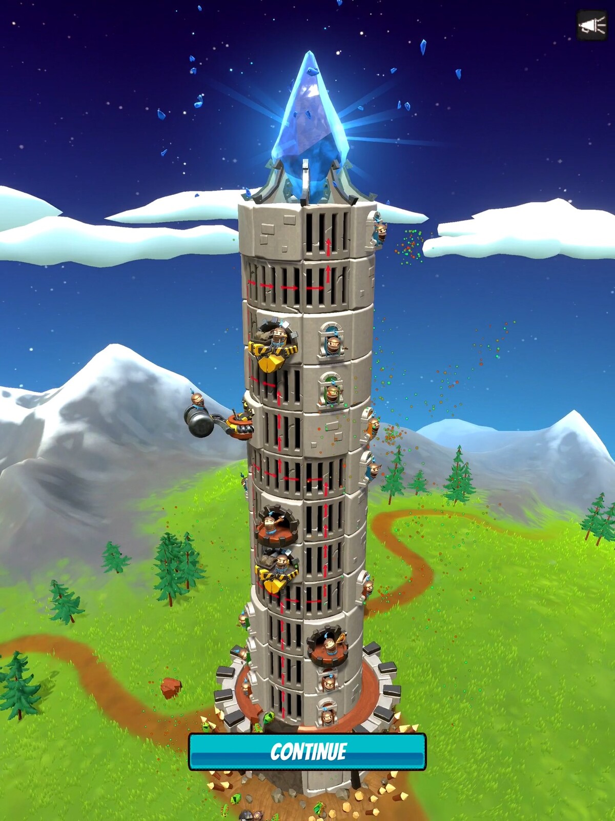 An entire tower. The player can see the path the bugs will take up the tower and plan their strategy accordingly. 