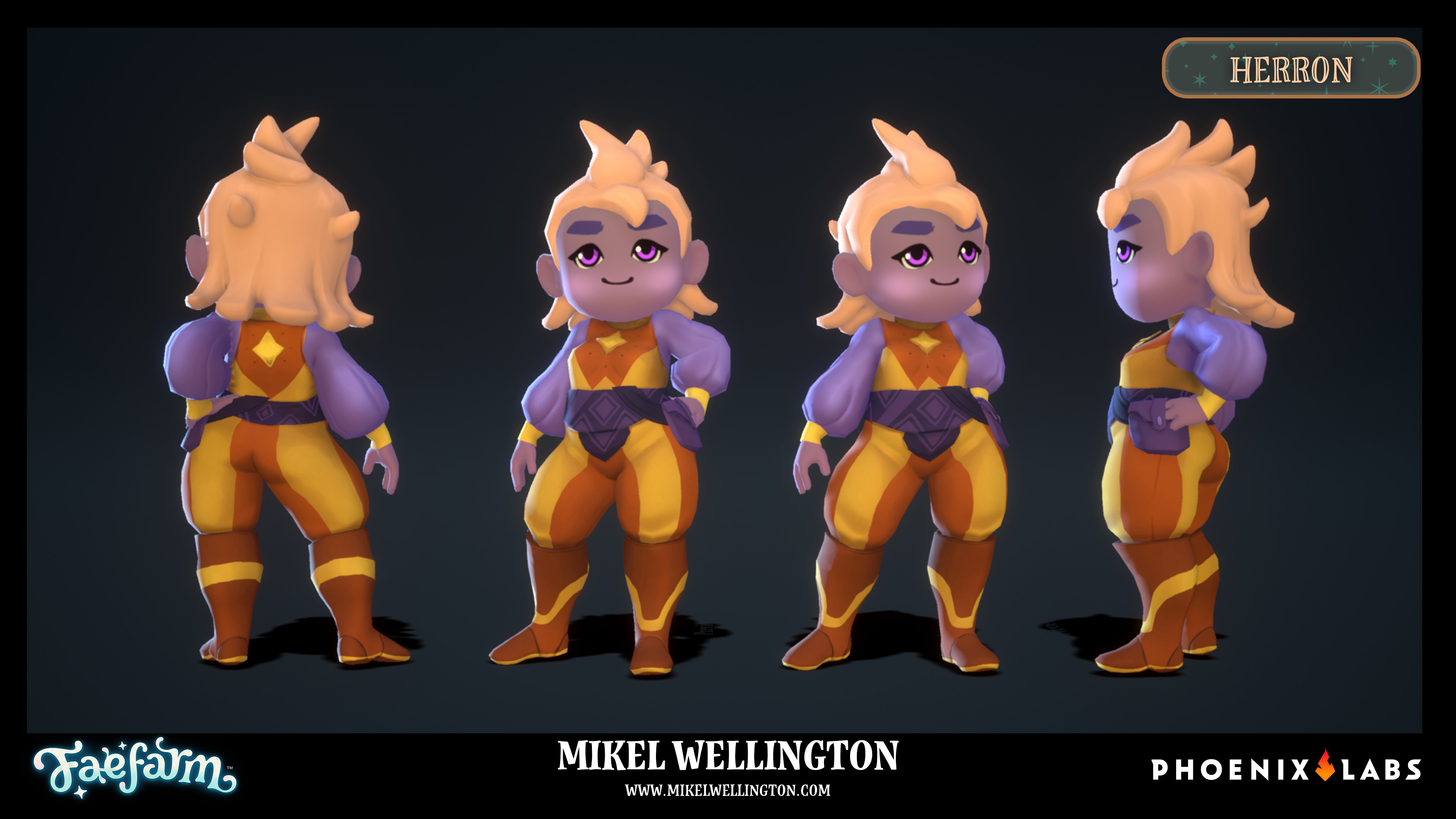 This is one of our NPCs in Skyvale, Herron. One of our wonderful characters in Fae Farm : Skies of Azoria!

Model + Texturing - Mikel Wellington
Original Concept - Kim Parker
Rendered - Unreal Engine