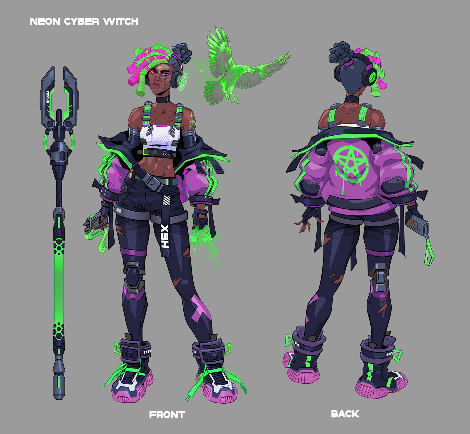 Neon Cyber Witch + sketches