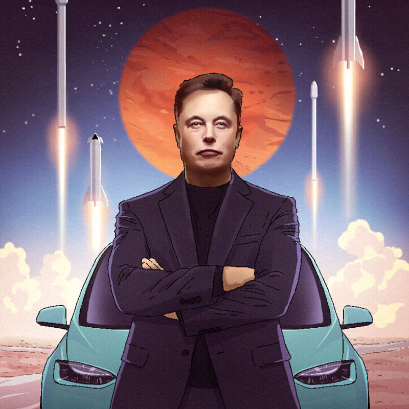 "Elon Musk" Trading Card Illustration by Erki Schotter