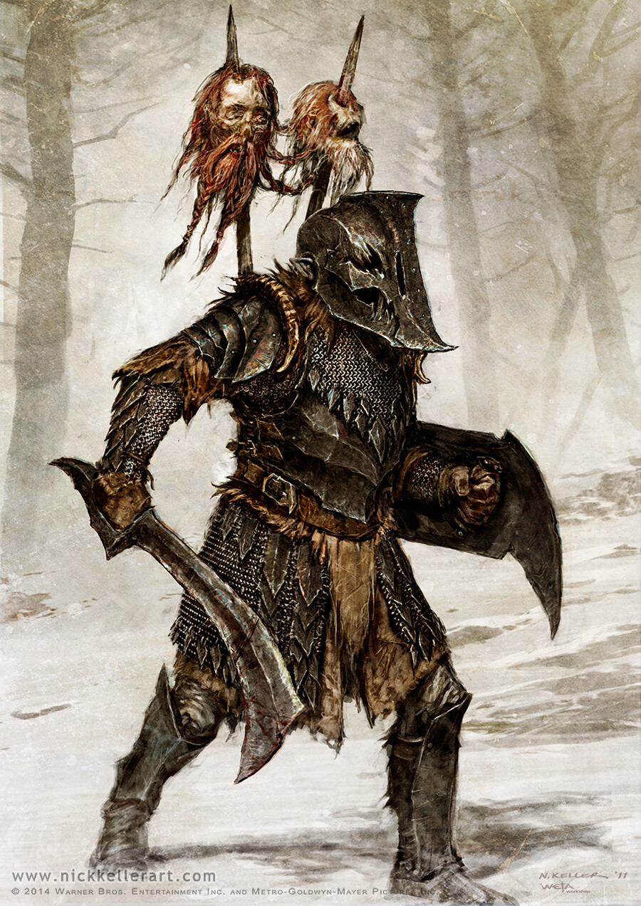 Originally designed as Gundabad orcs, these evolved into what would become the orc legion of Dol Guldur.