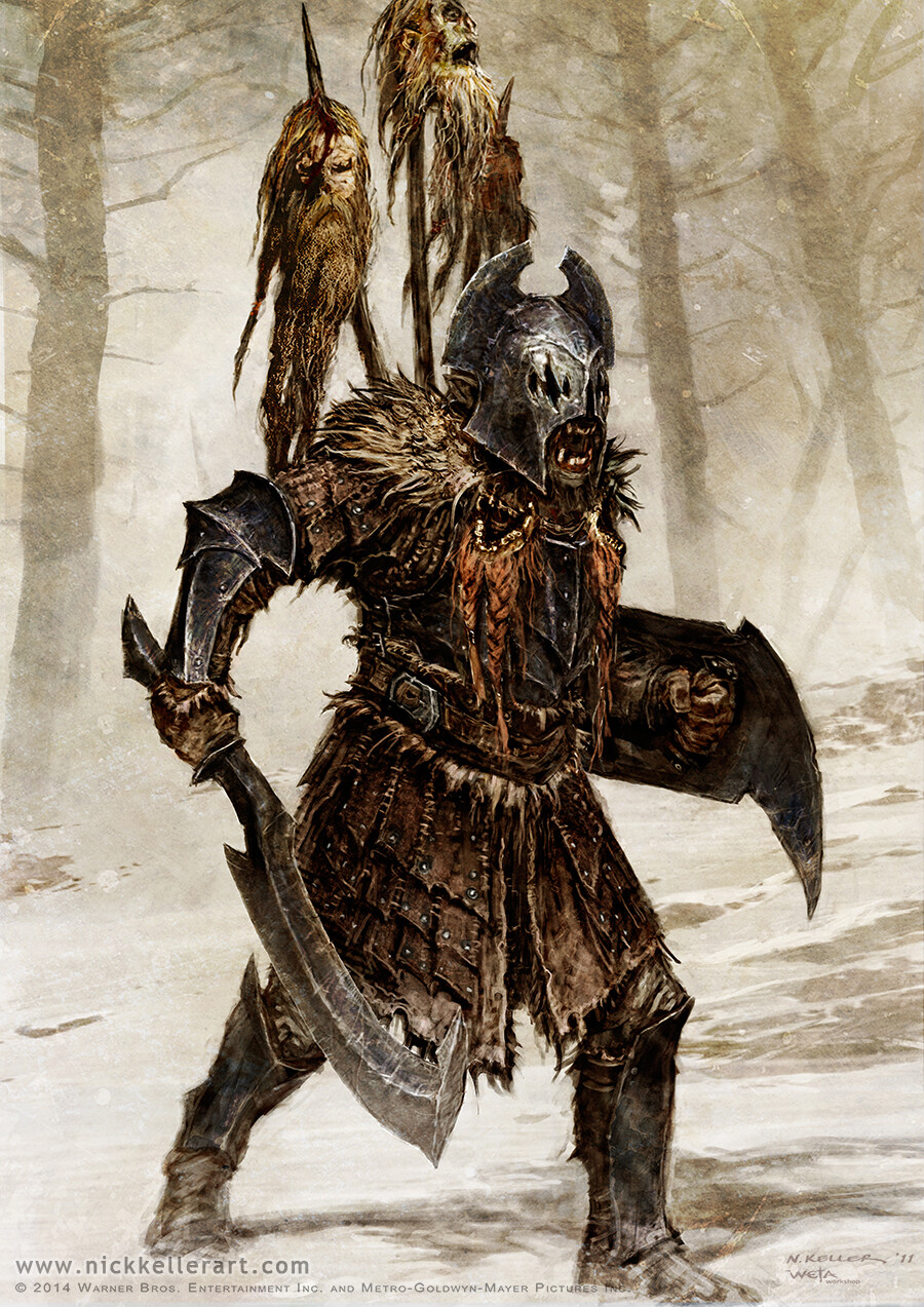Originally designed as Gundabad orcs, these evolved into what would become the orc legion of Dol Guldur.