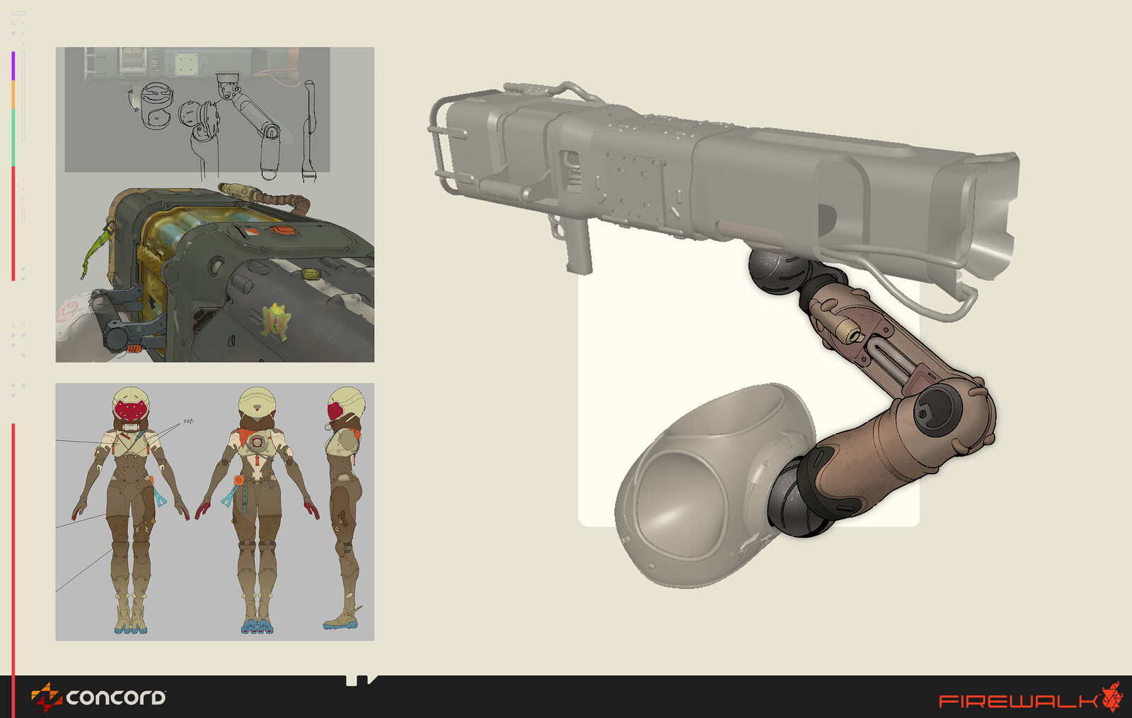 Hard-surface concept for the robotic arm on Roka's back.