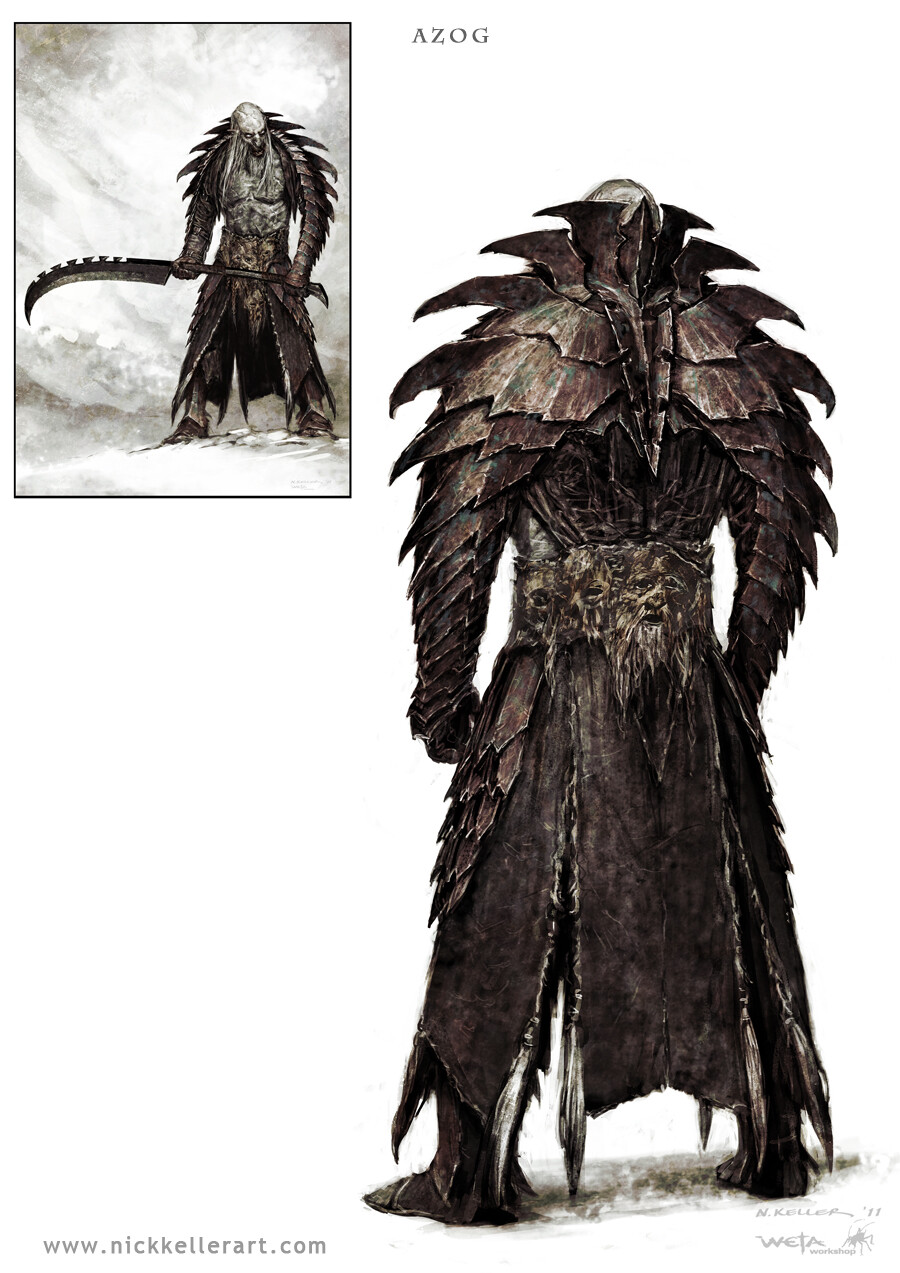 Rocky Horror Azog! Getting some serious Riff Raff vibes in retrospect. Originally proposed as a concept for Azog, this later became one of the warg rider captains, Yazneg.