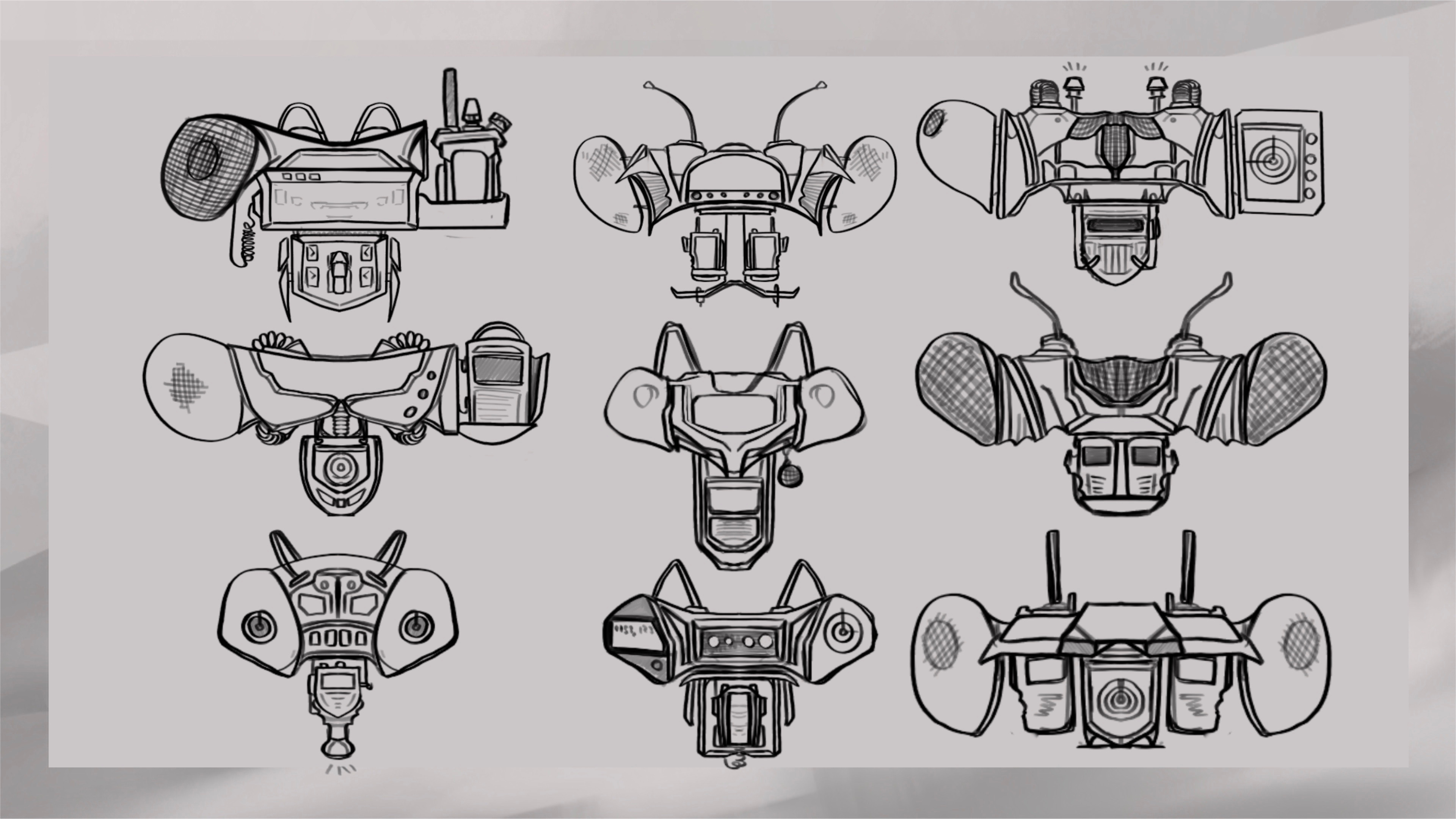 Radio and radar designs. These designs are based around the MANTIS motif I was at the time working to establish.