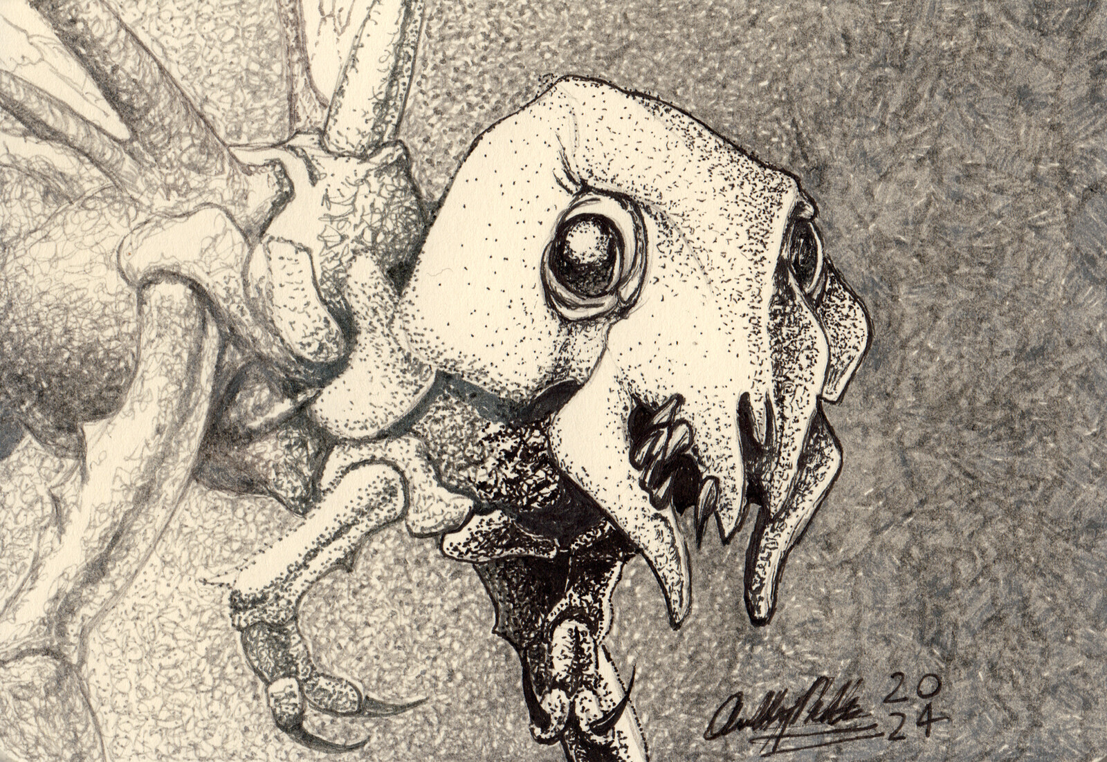 Mutant Insect
Black Ink, Dark Grey Ink and Mid-grey ink