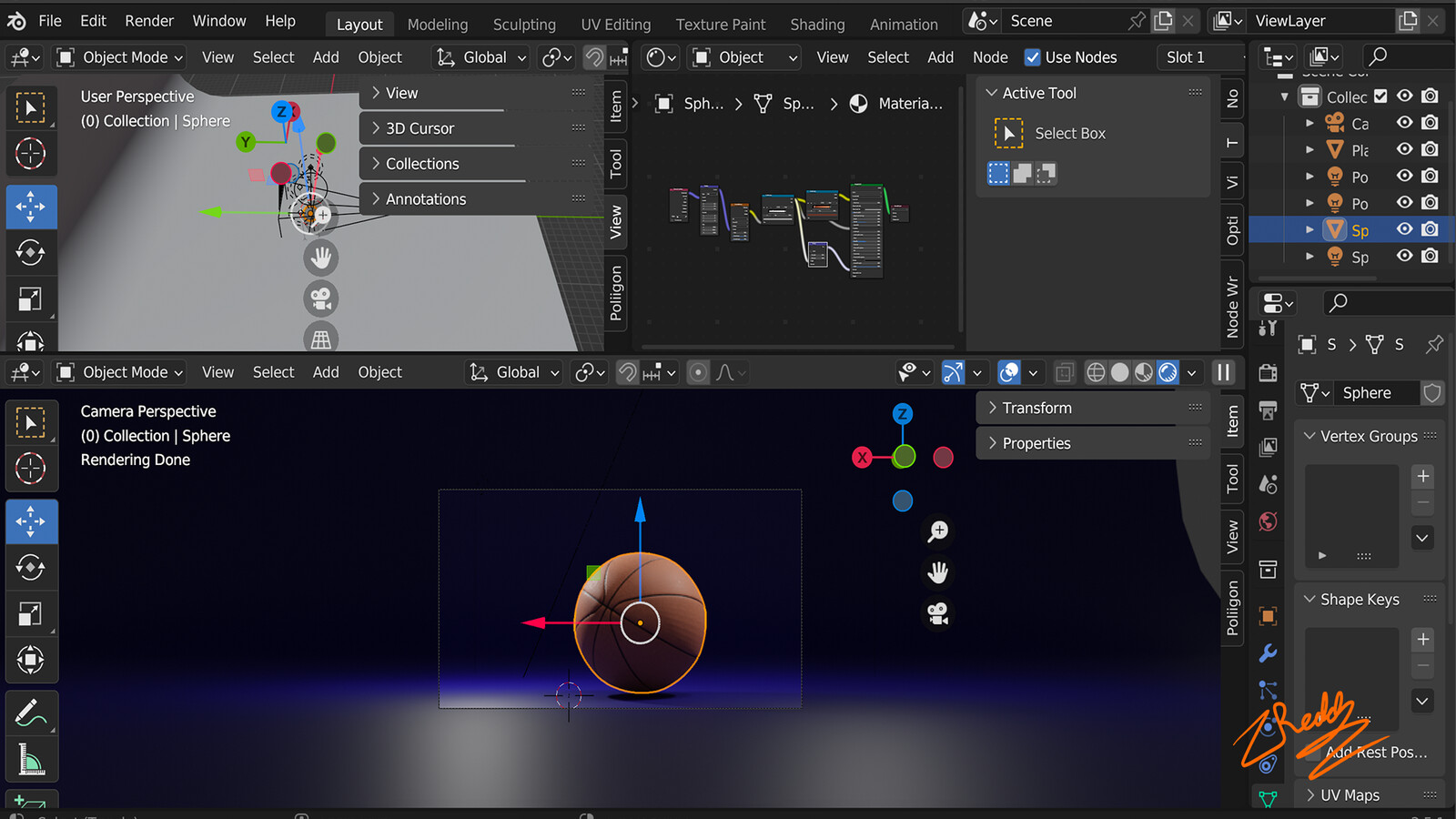 basketball in progress (geometry nodes)
