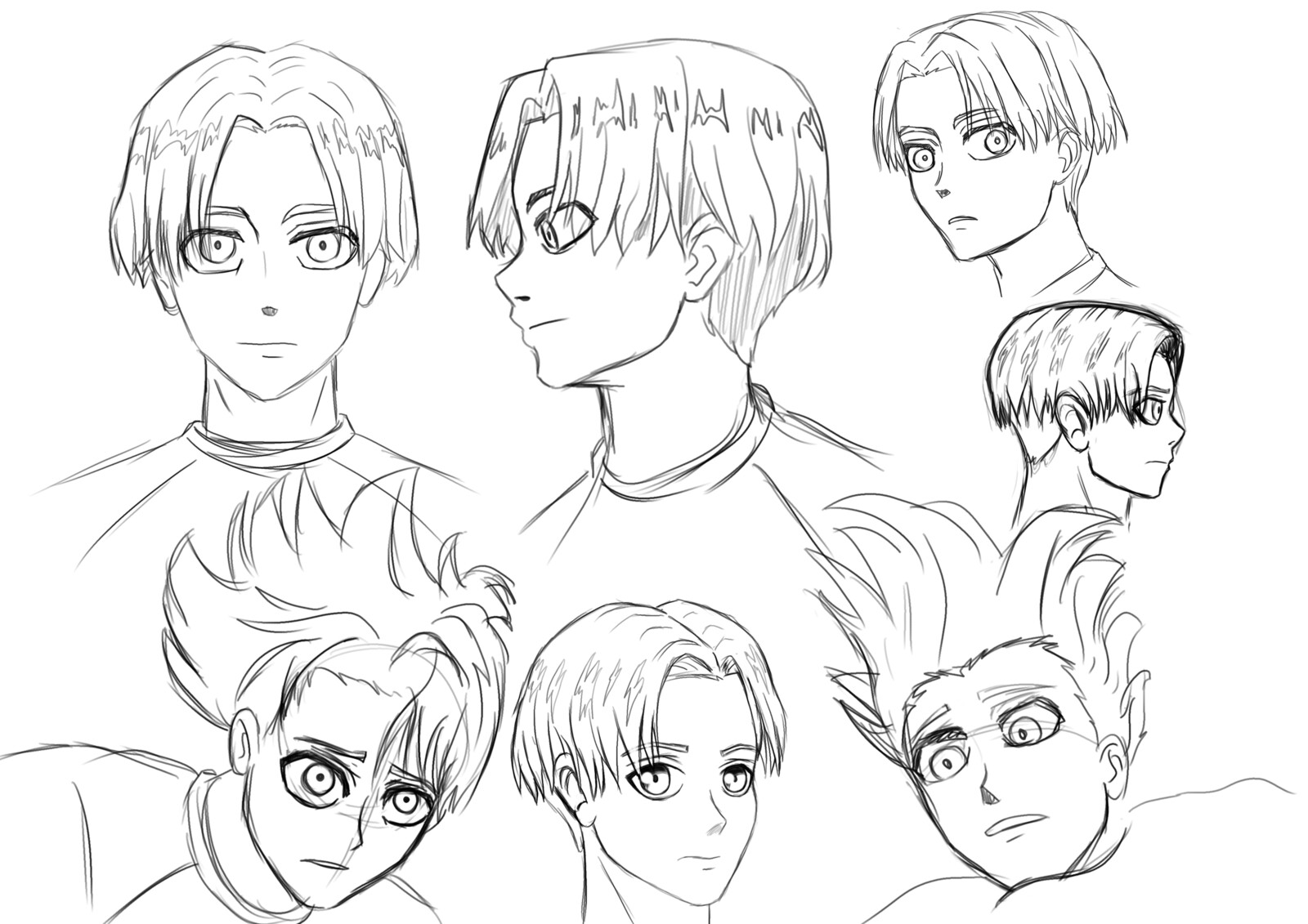different facial expressions of manga character