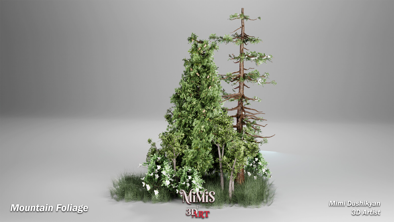 Full view - White Pine, European Pine, Azalea, and Hazel, accompanied by 