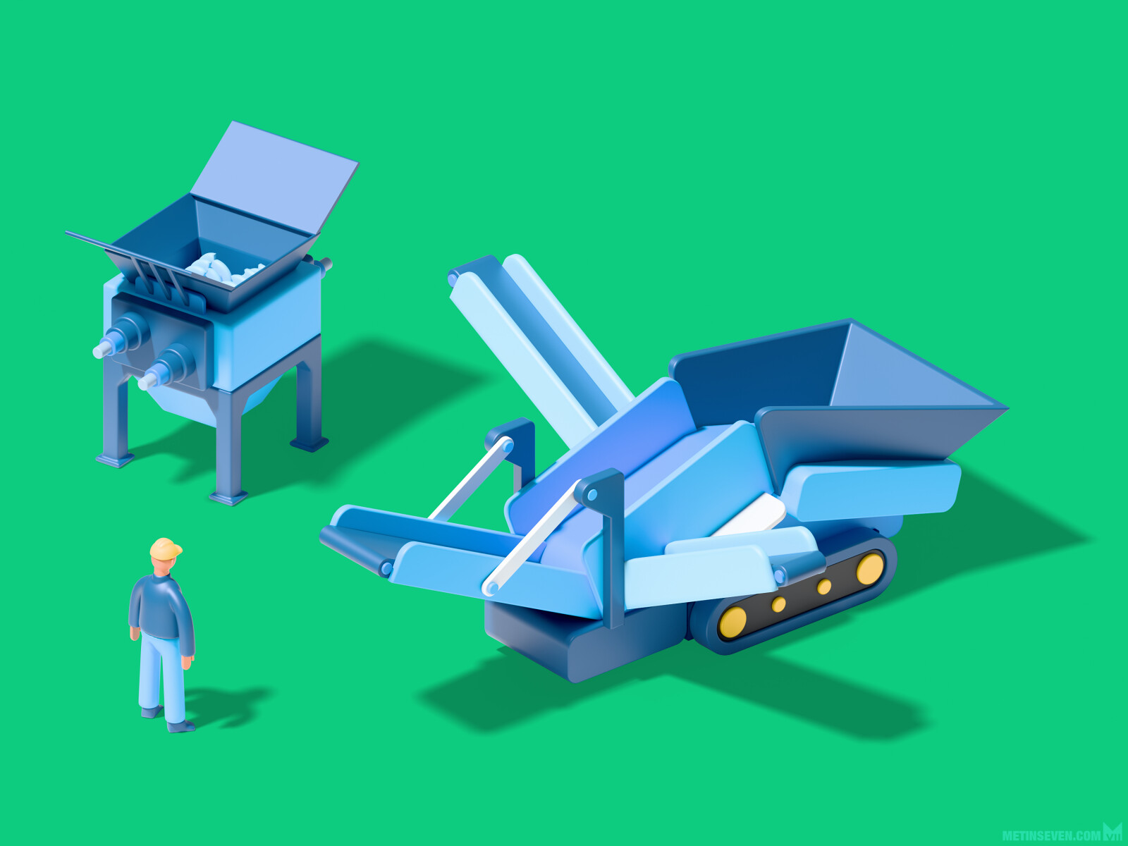 Stylized 3D infographics illustration for the Dutch Patswerk studio