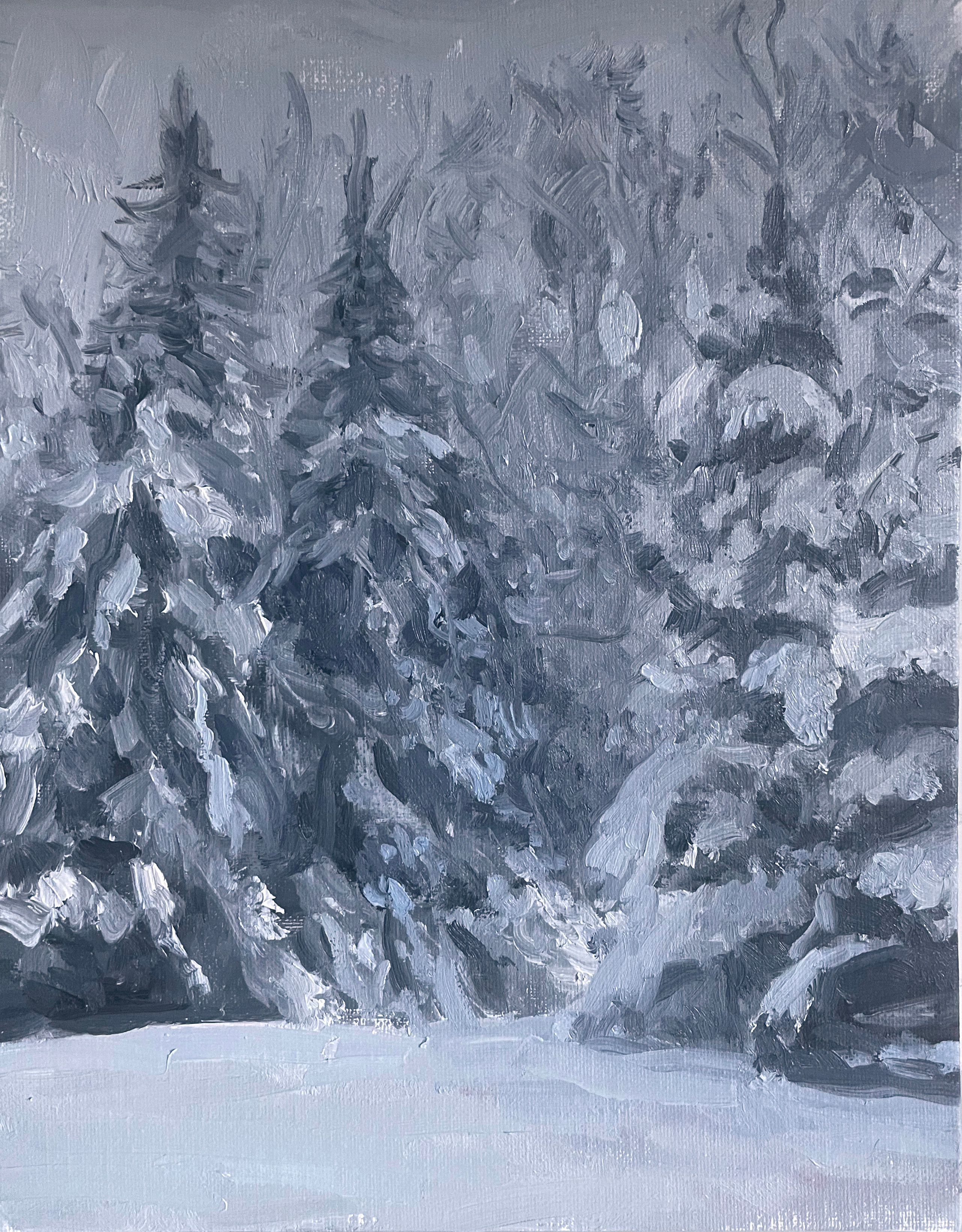 Montréal, Parc Maisonneuve, l'hiver, oil on board, 9"x12".