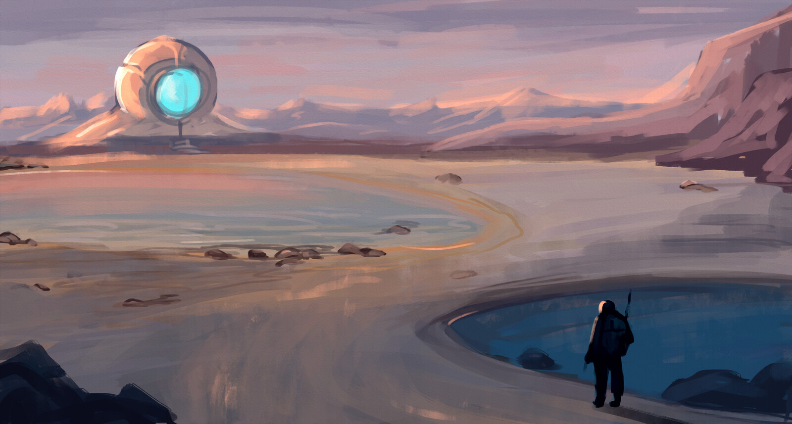 An astronaut discovers an unsettling structure glowing in the distance. Through the barren wasteland, he ventures to this structure. 