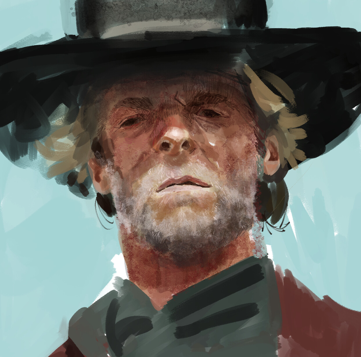 Eastwood Portrait - trying to keep it loose and "painterly"