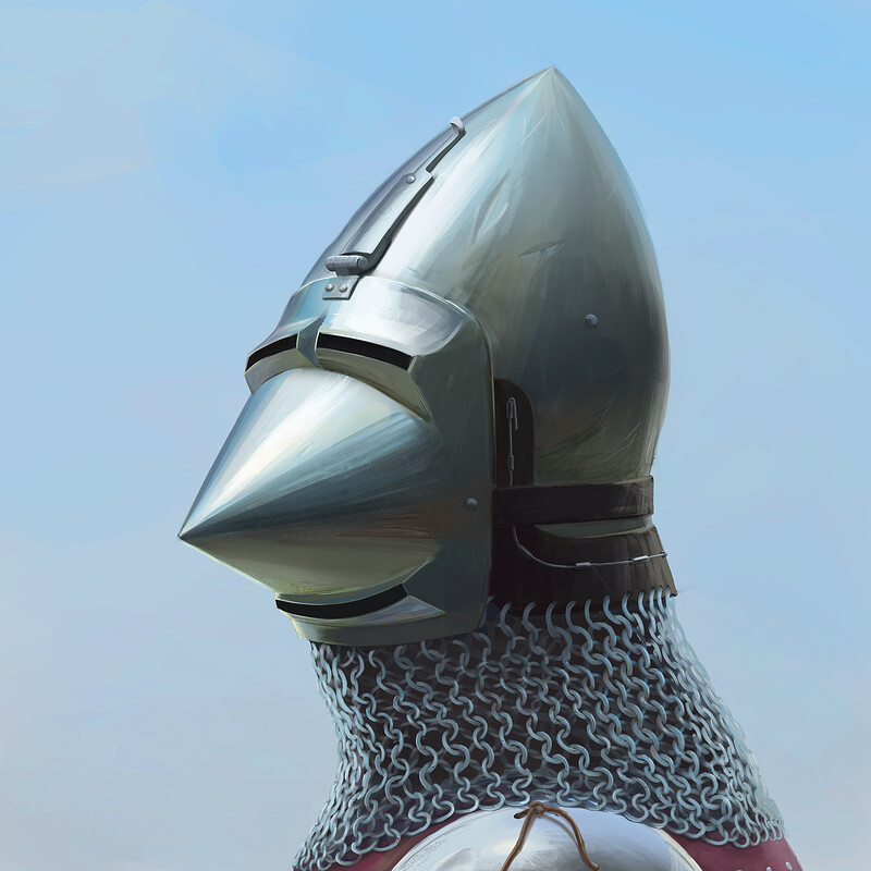 The Knight of the 15th century wearing the helmet