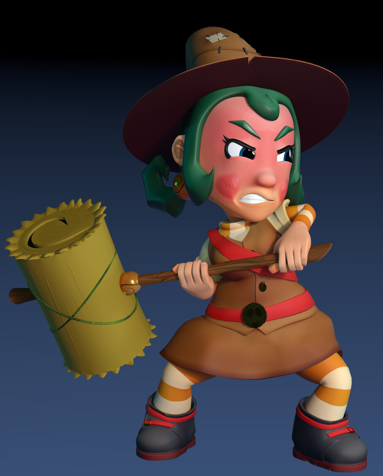Holding hammer out too long