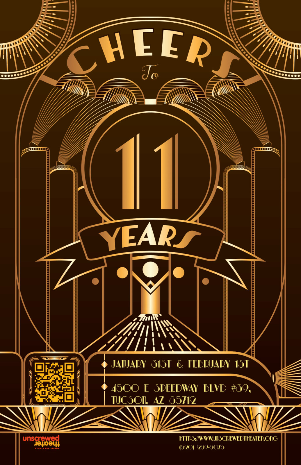 11th anniversary poster Unscrewed Theater. 5X8