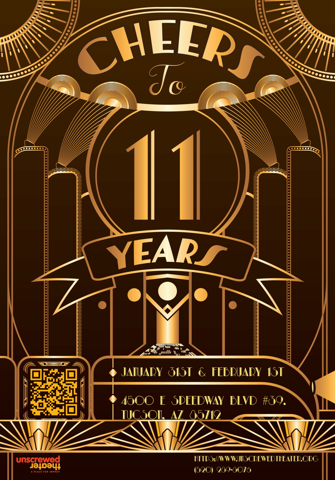 11th anniversary poster Unscrewed Theater. 18X26