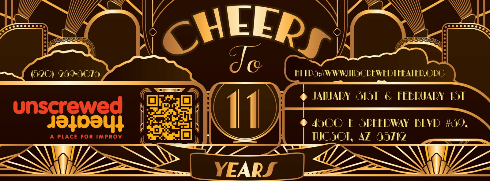 11 anniversary Facebook Banner for Unscrewed Theater Event. For Mobile Versions.
