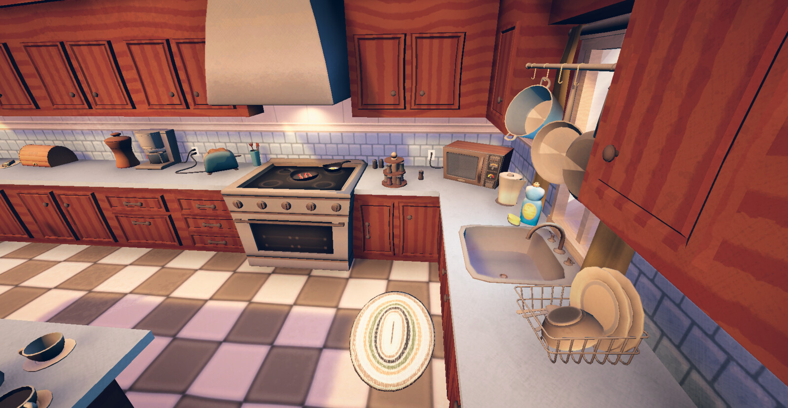 Kitchen Setdressing. All assets created by myself with the exception of the floor mat created by the Slugworks art team.