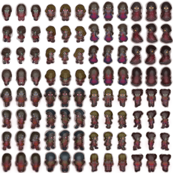 Shadow Girls walking sprites, as seen in game.
