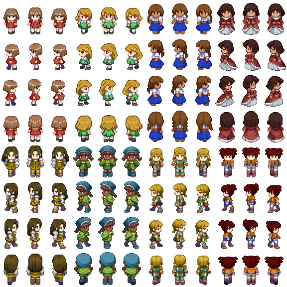 Shadow Girls walking sprites, unshadowed.