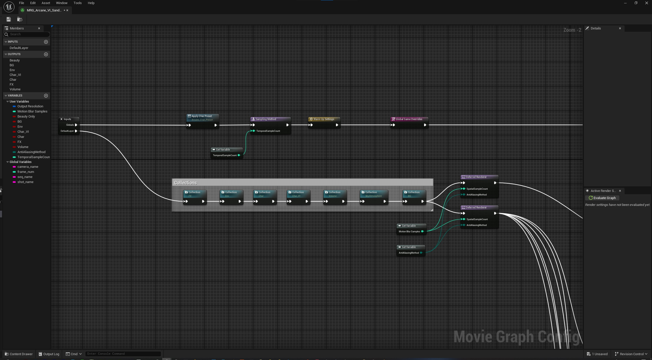 Unreal render graph global collections I created for quick isolation of layers 