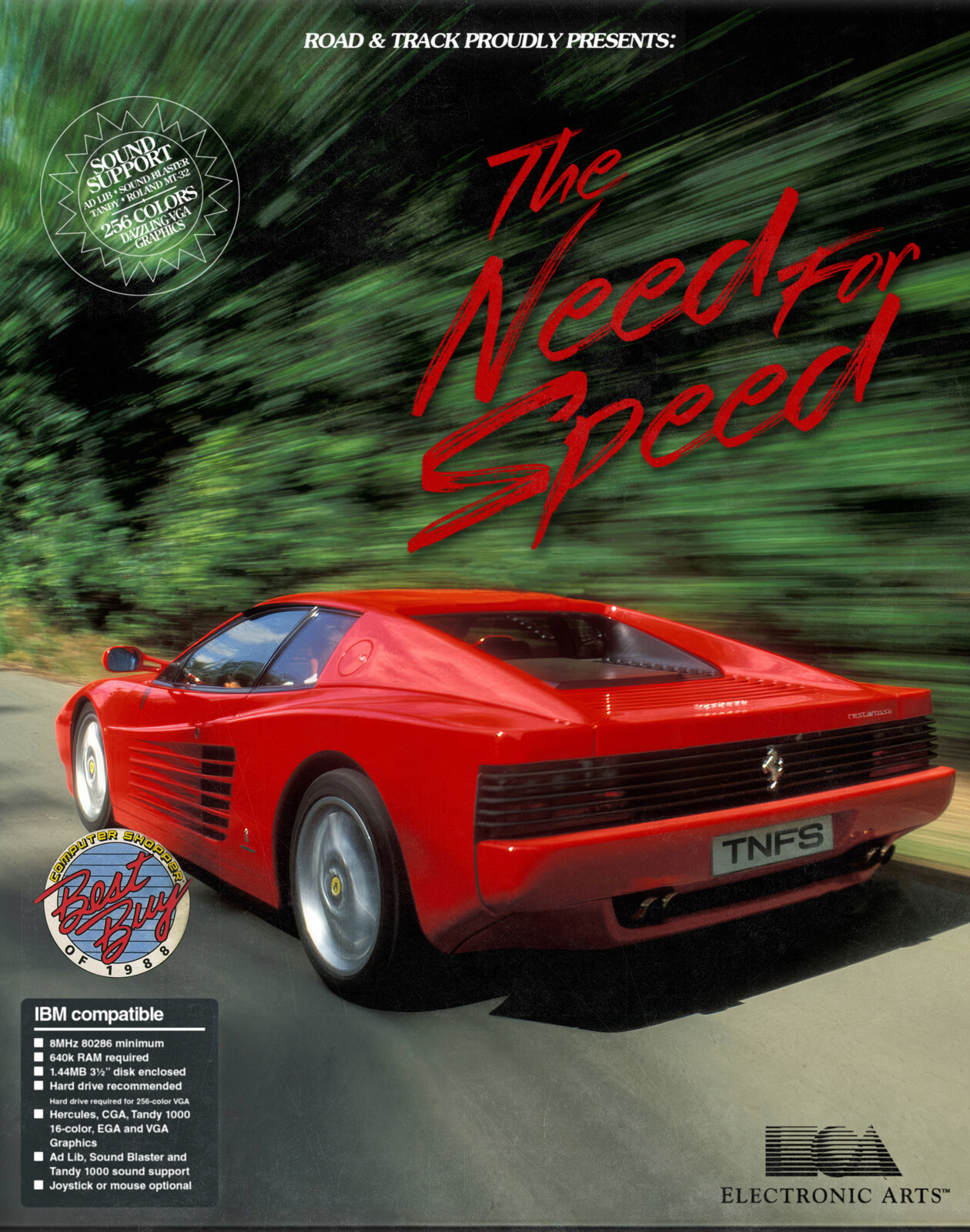 The Need for Speed (1988) Alternative PC Big Box Cover Art