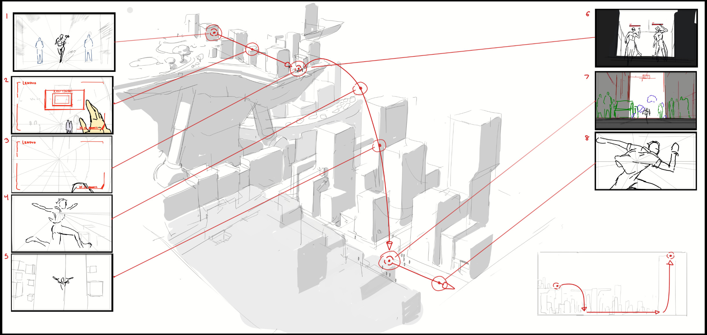 Drawing to show the visual timeline of the beginning of the commercial