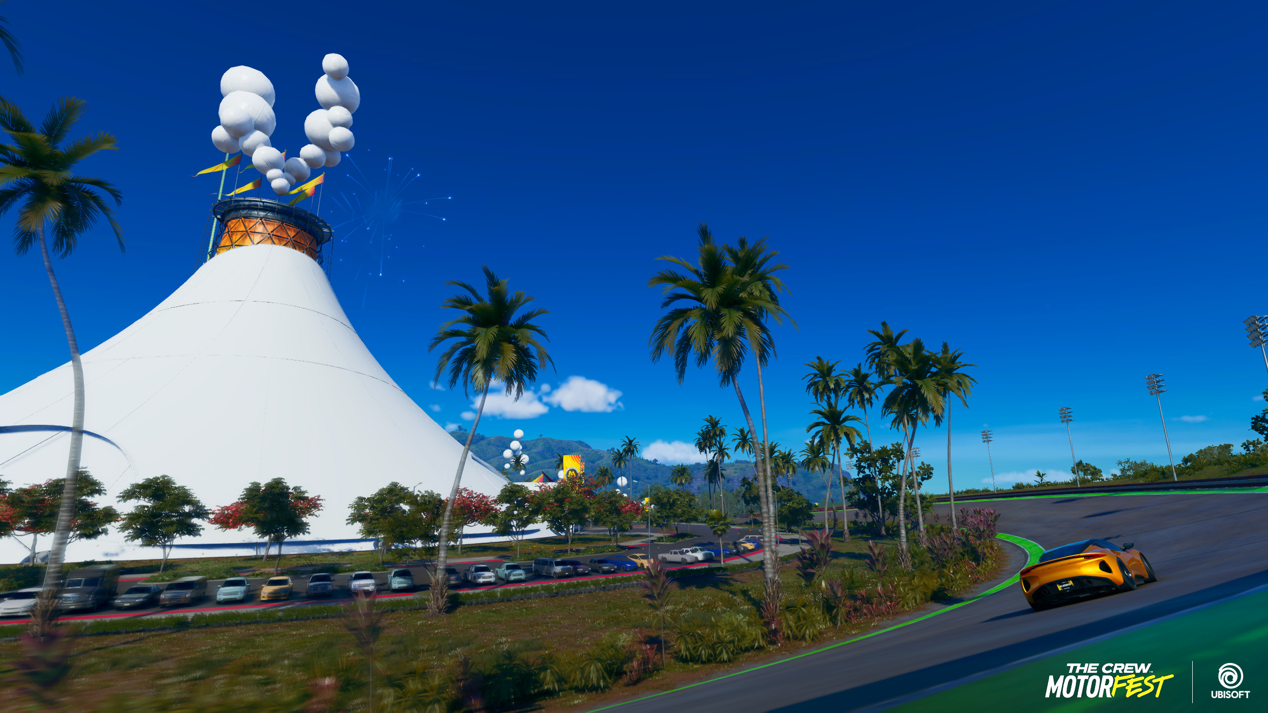 Around the Volcano there is another smaller banked corner that is meant to highlight the scenery. Big shoutout to Davide Merone who was responsible for modeling the tent.