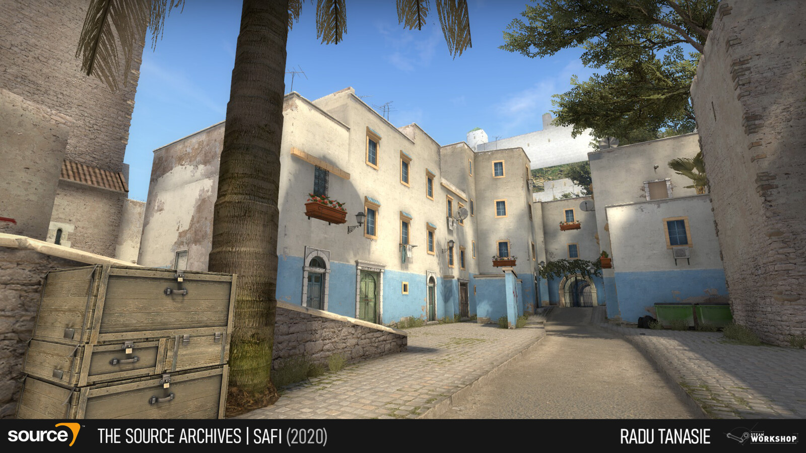 Safi is a bomb/defusal map for Counter-Strike: Global Offensive that was designed as part of the Mapcore 2019 mapping contest. The map was later remade as San Juan.