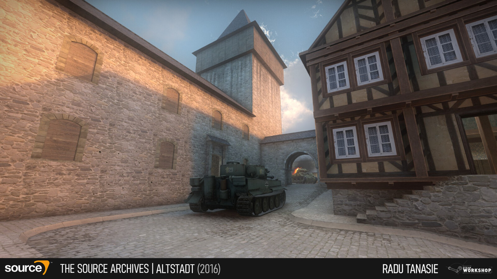 Altstadt is a map for Day of Infamy designed as part of the Mapcore Day of Infamy mapping contest from 2016. The main inspiration for it was an old german town with medieval fortifications around.