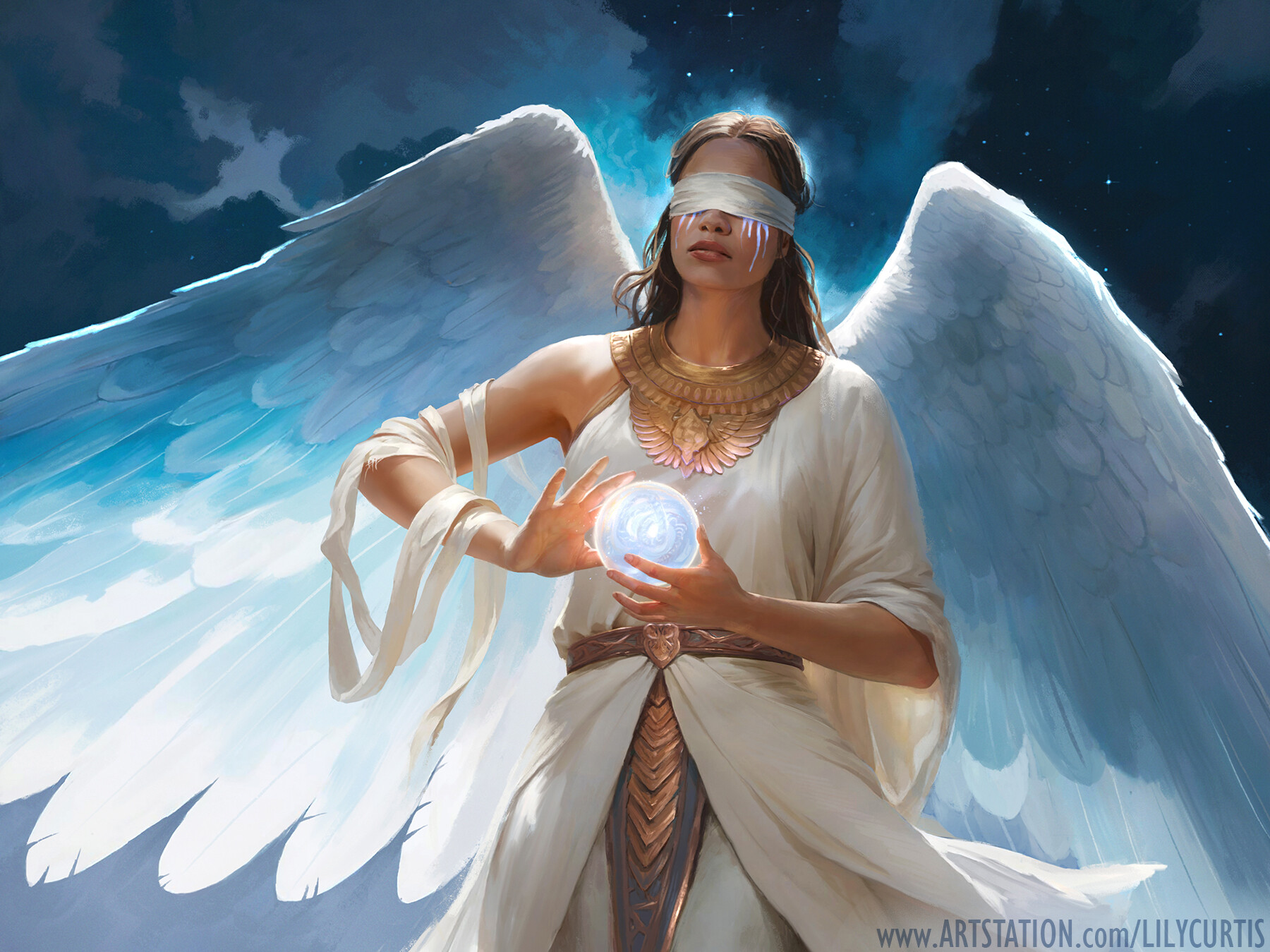 Artstation scourge aasimar warlock drawing process 