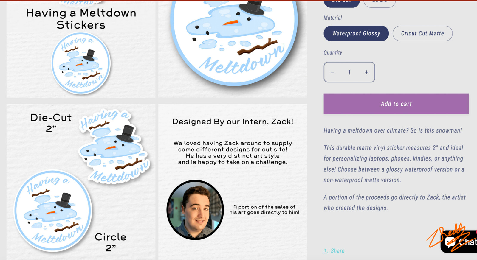 One of my stickers on the company website