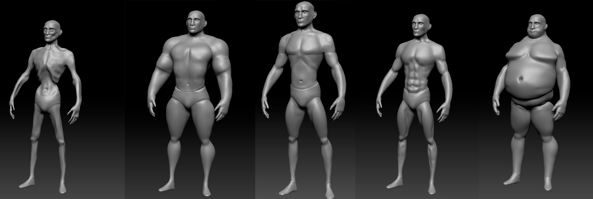 𝙑𝙖𝙧𝙞𝙖𝙣𝙩𝙨
I then took the base mesh back to ZBrush and created the deformation variants so that I could bake them in houdini. 