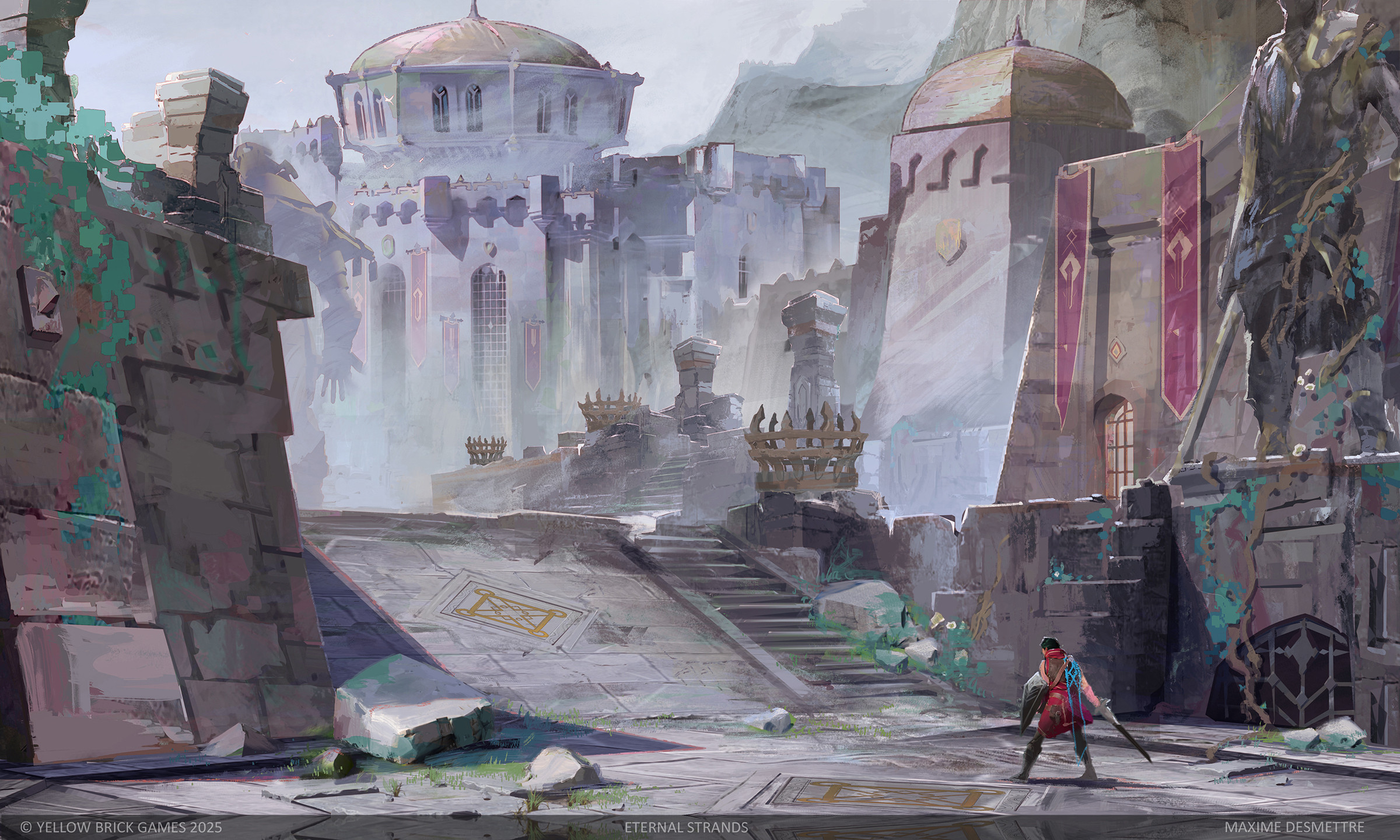 Courtyard leading to the 'Bastion' quarters. Quick 3D modeling for the structures in the back.