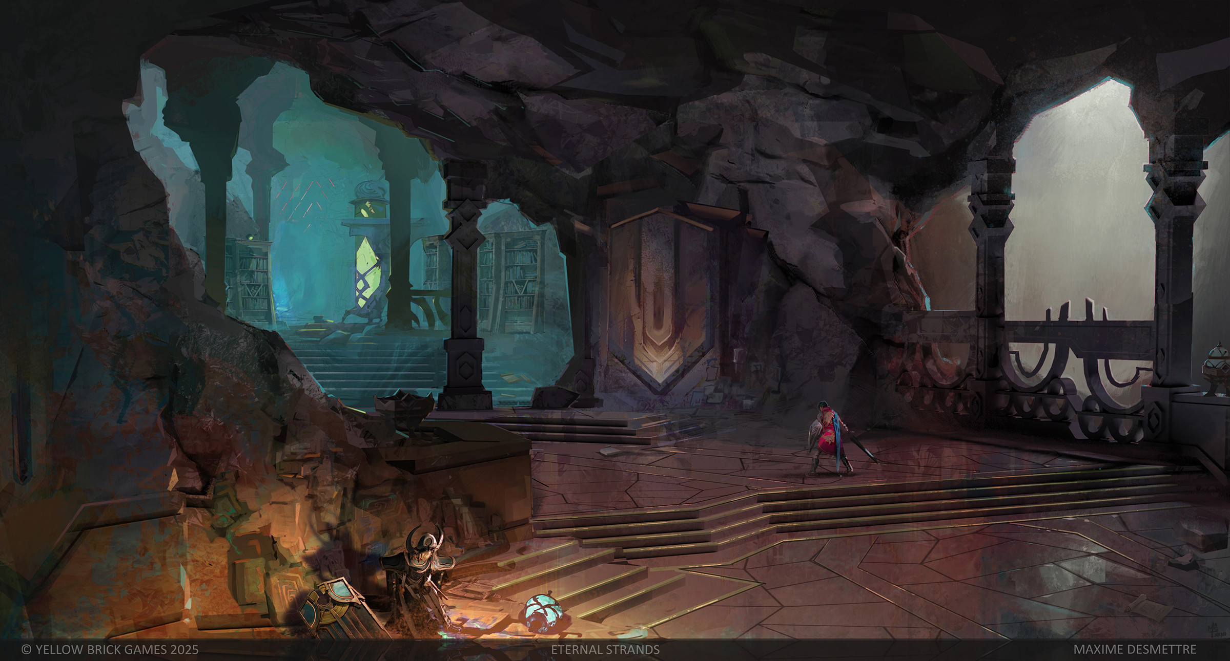 Concept art to define the style of the rooms underneath the fortress