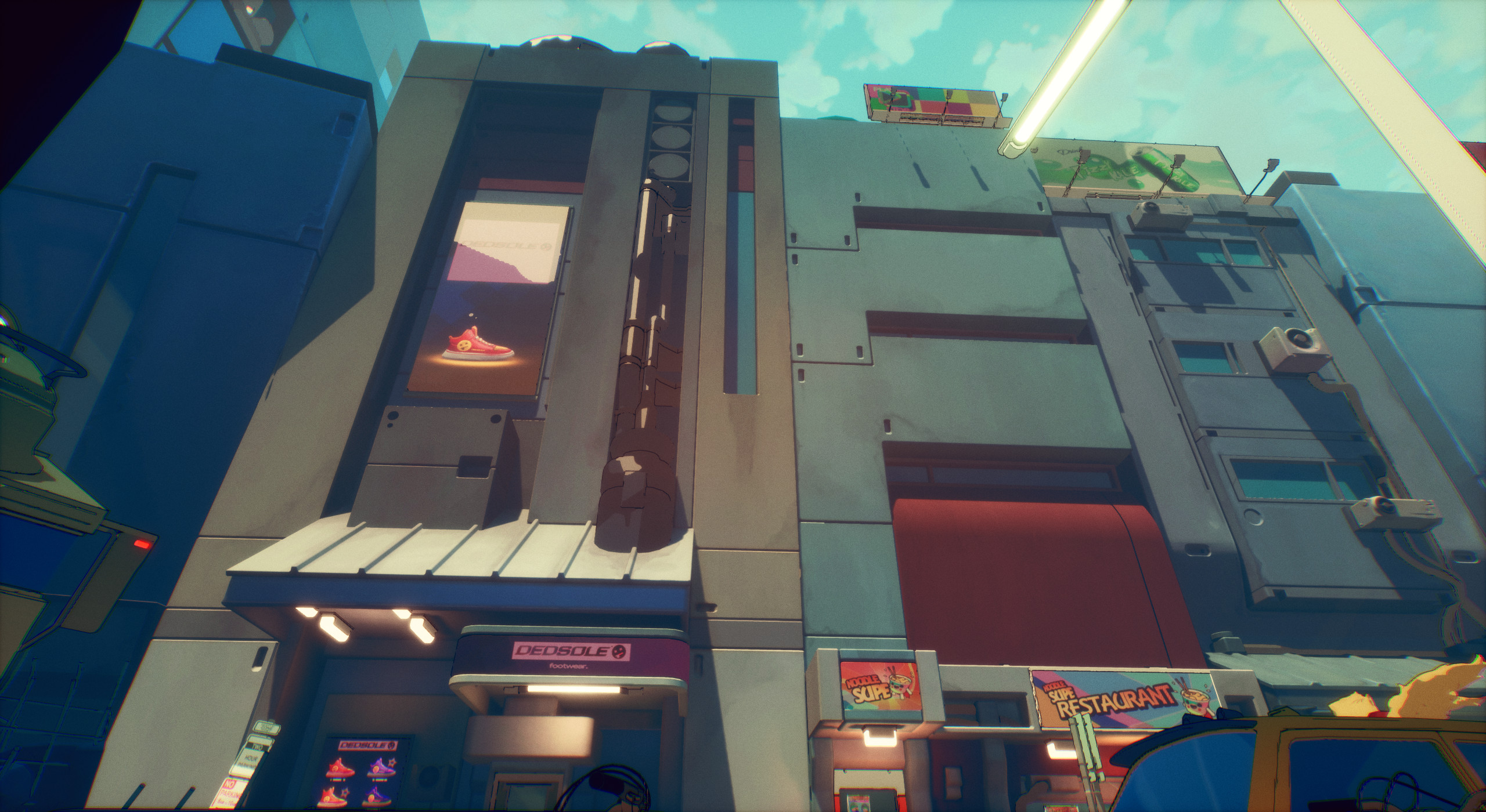 I have modeled and textured the the 2 centered buildings