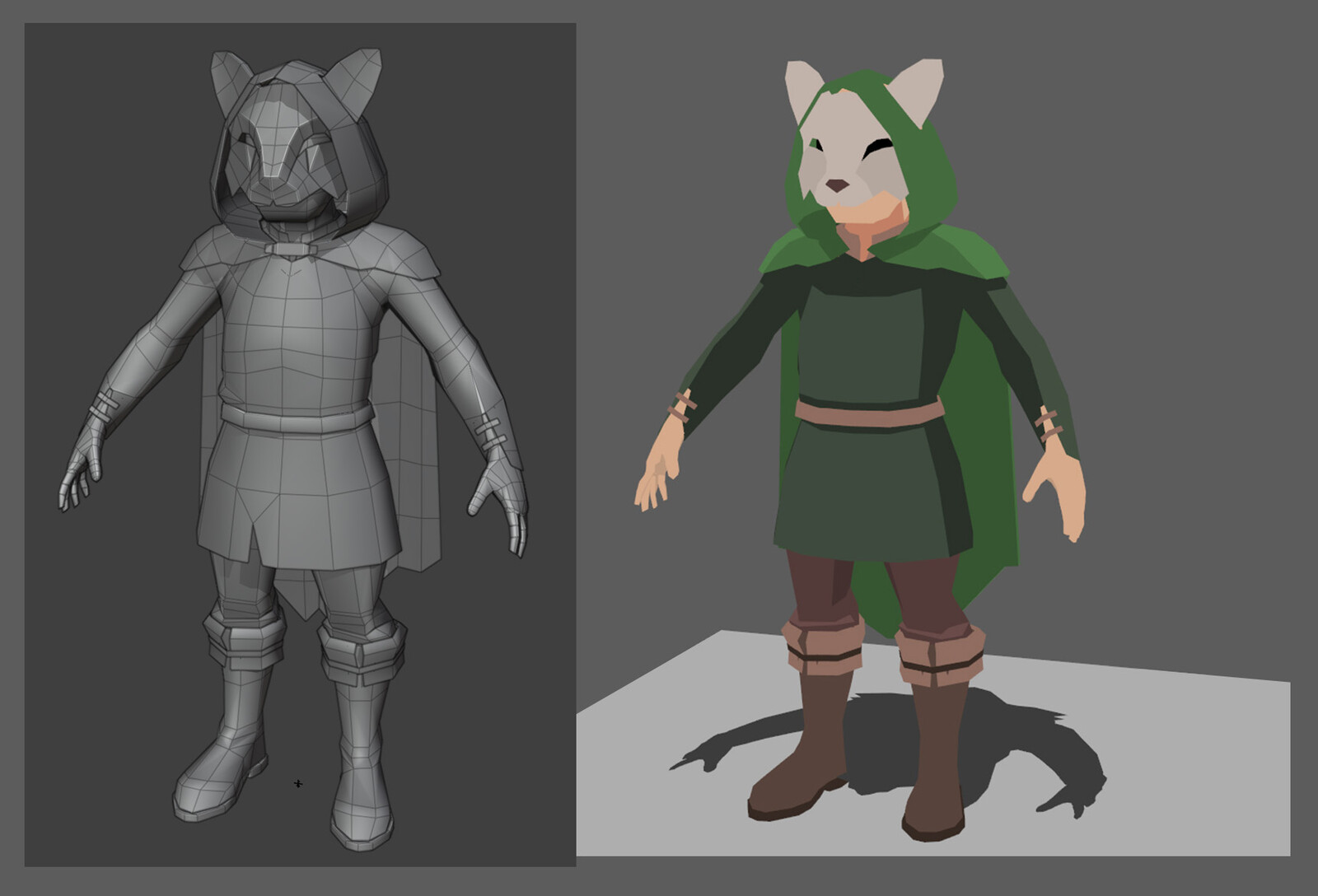 Experimenting with low poly versions of the main character