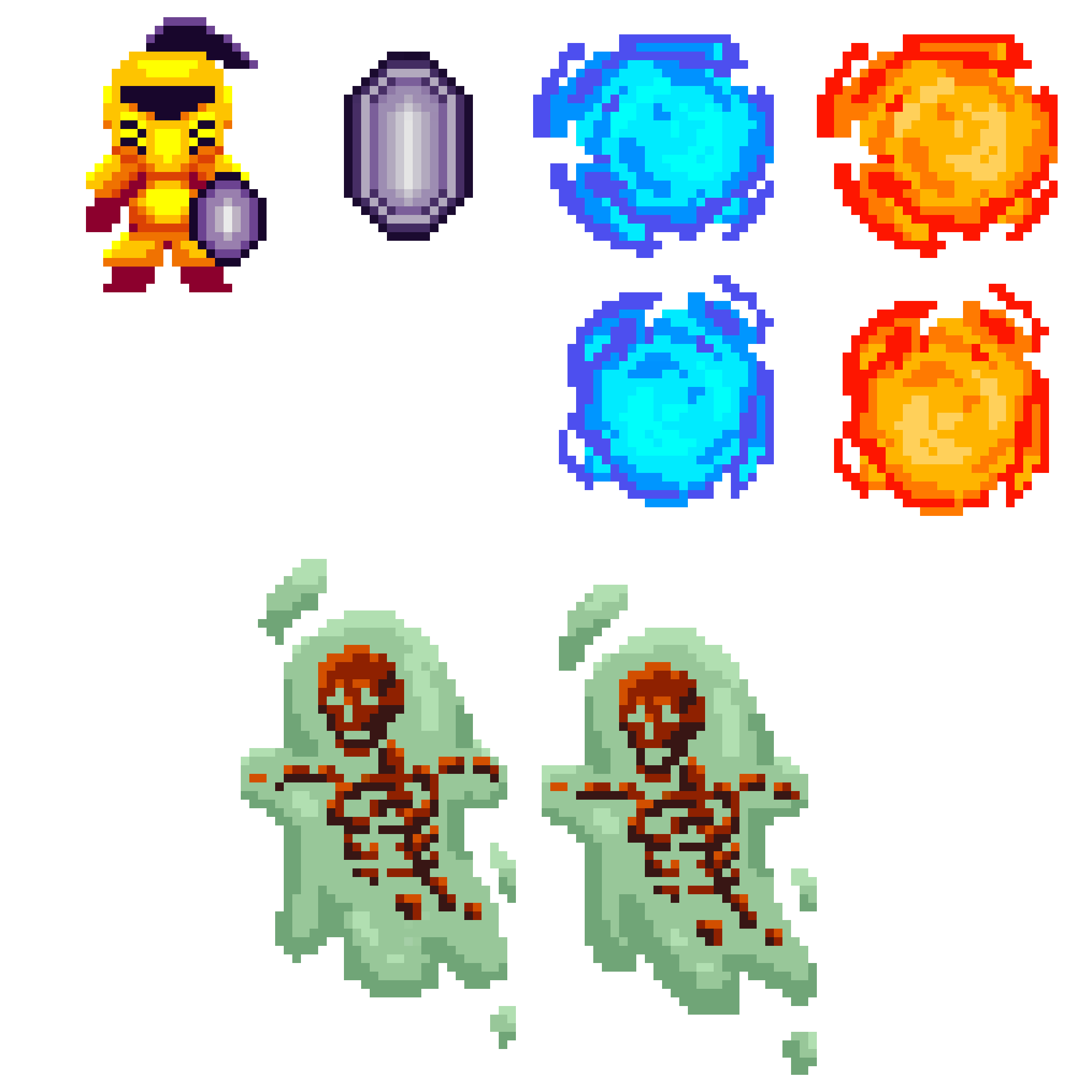 Various prop and enemy sprites