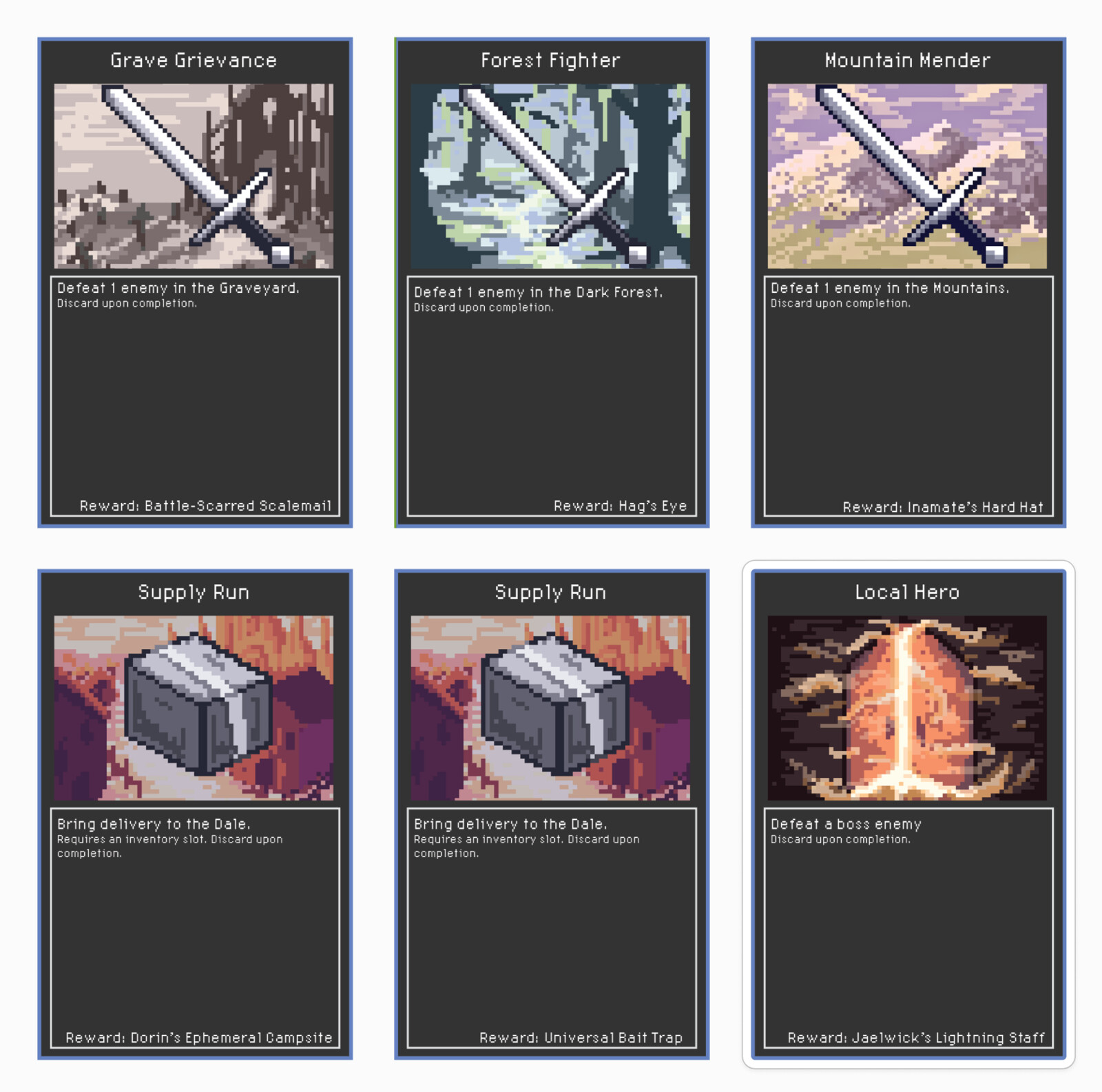 Examples of cards I made in InDesign with illustrations I made in Procreate.