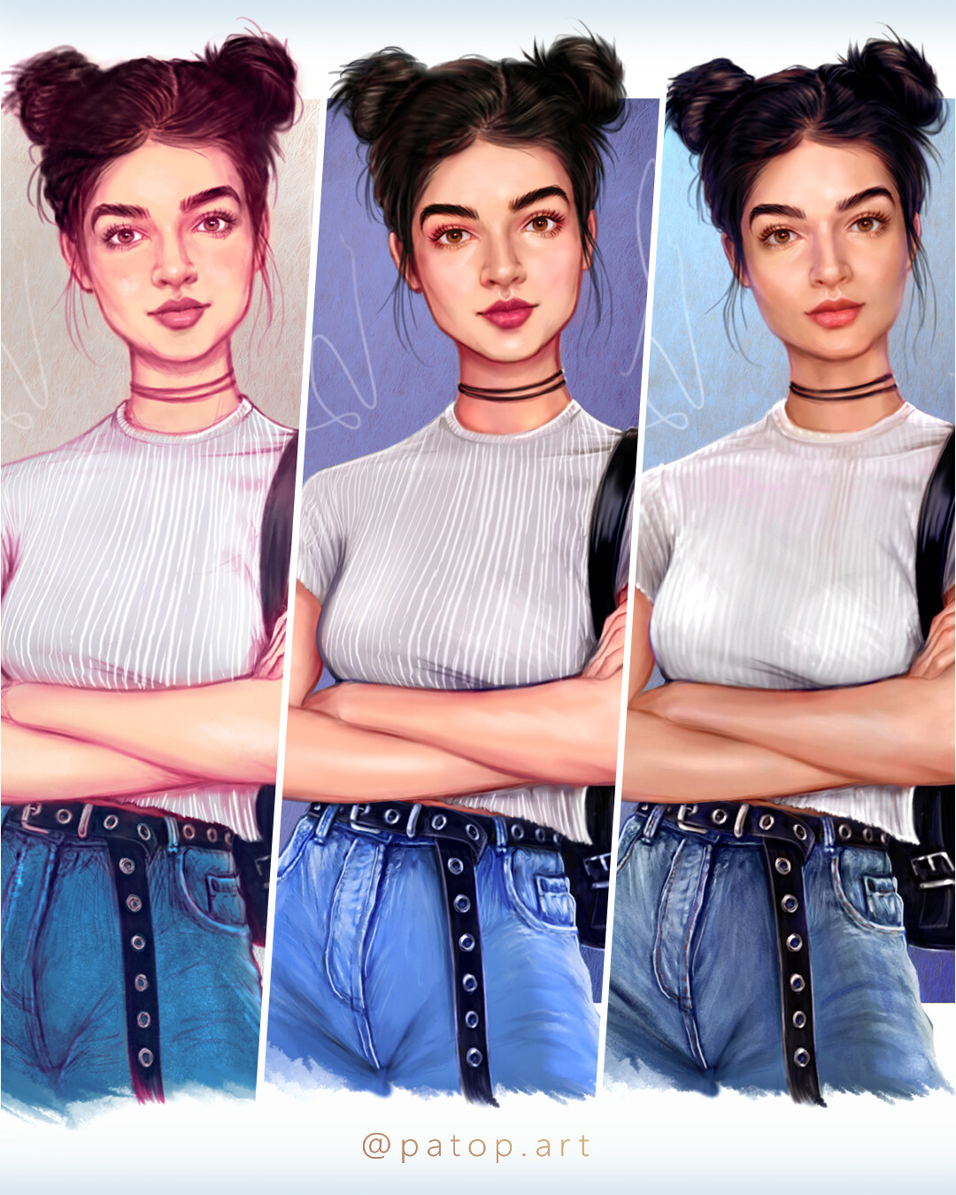 Same character, 3 styles