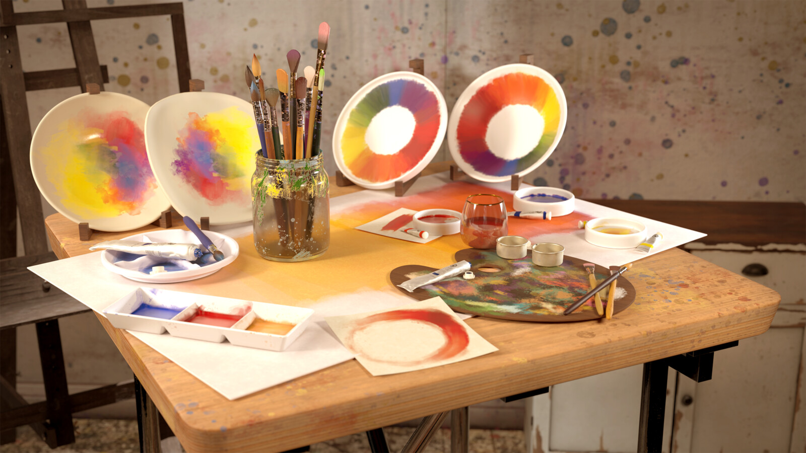 Mobile Game 3D prop assets - Windsor and Newton Acrylic Paints - Food Stylist