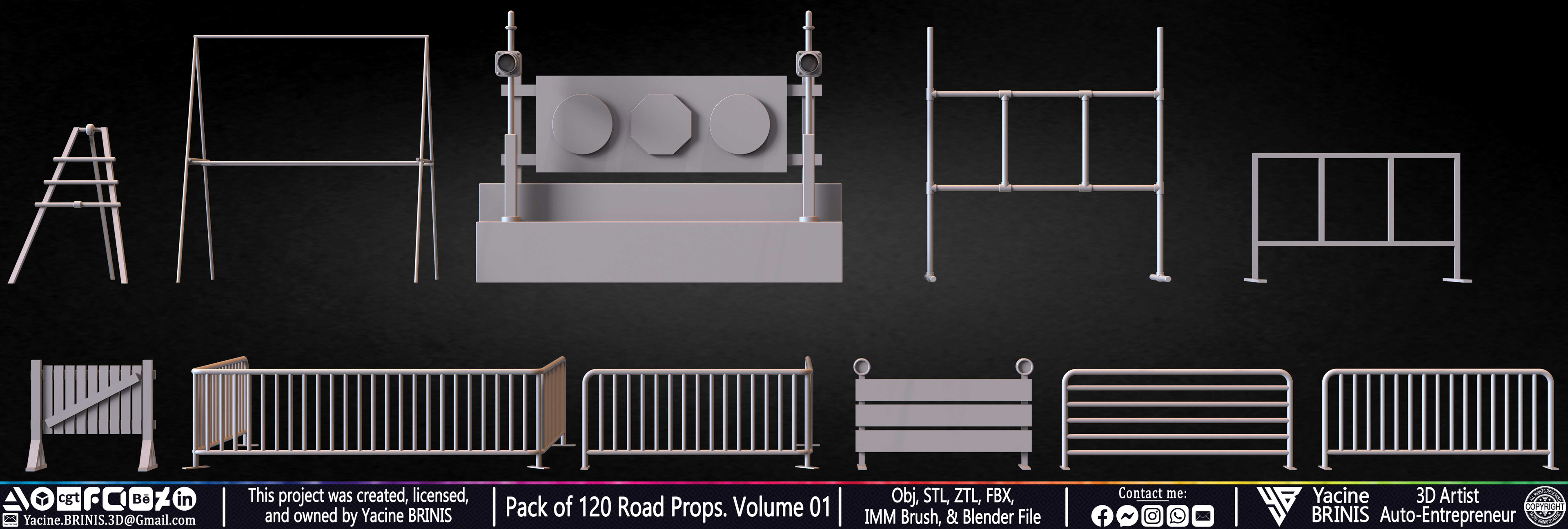 Pack of 120 Road Props Sculpted by Yacine BRINIS Volume 01 Set 004