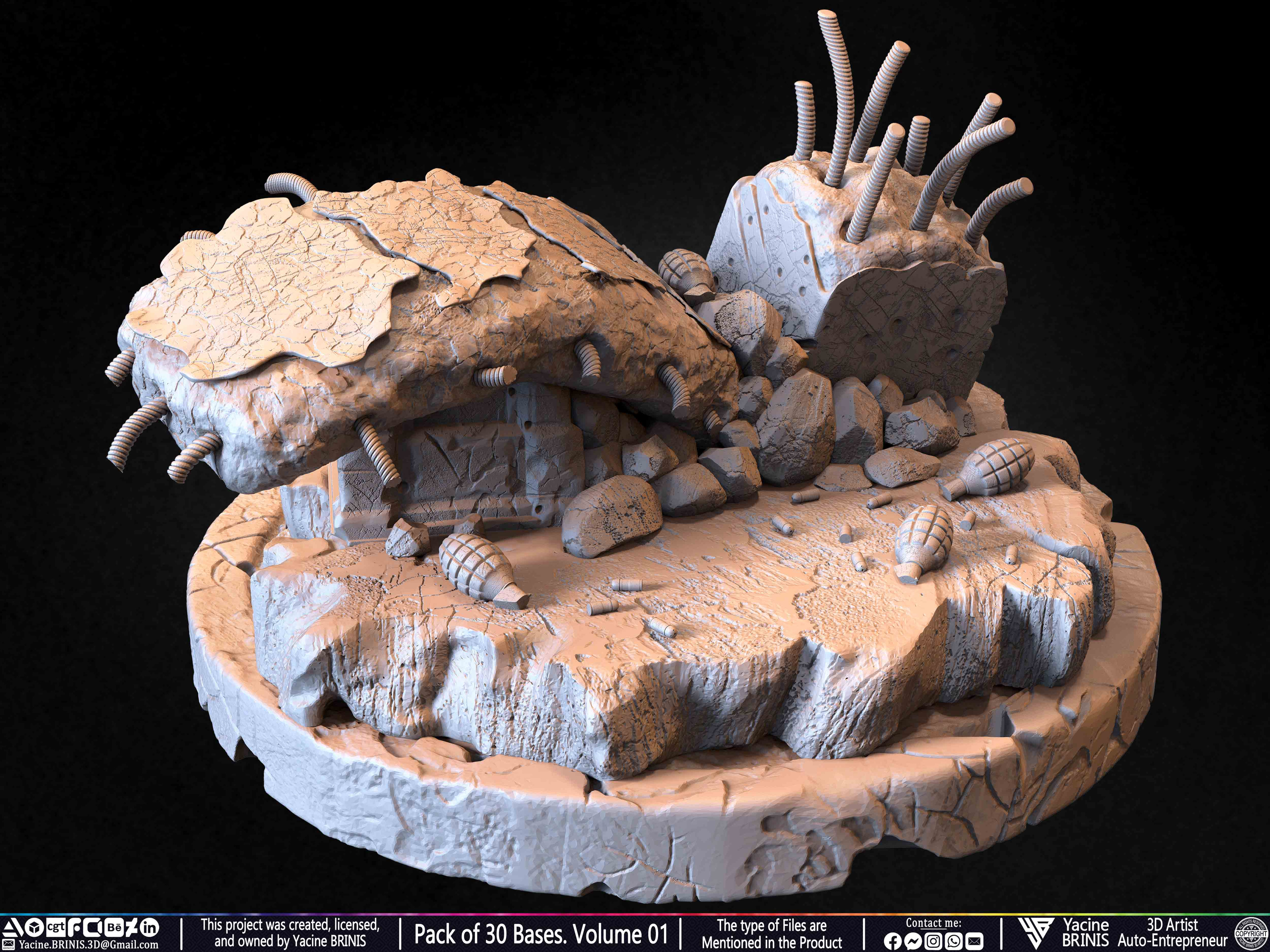 Pack of 30 Bases for Collectibles and 3D Printing Volume 01 Sculpted by Yacine BRINIS Set 011