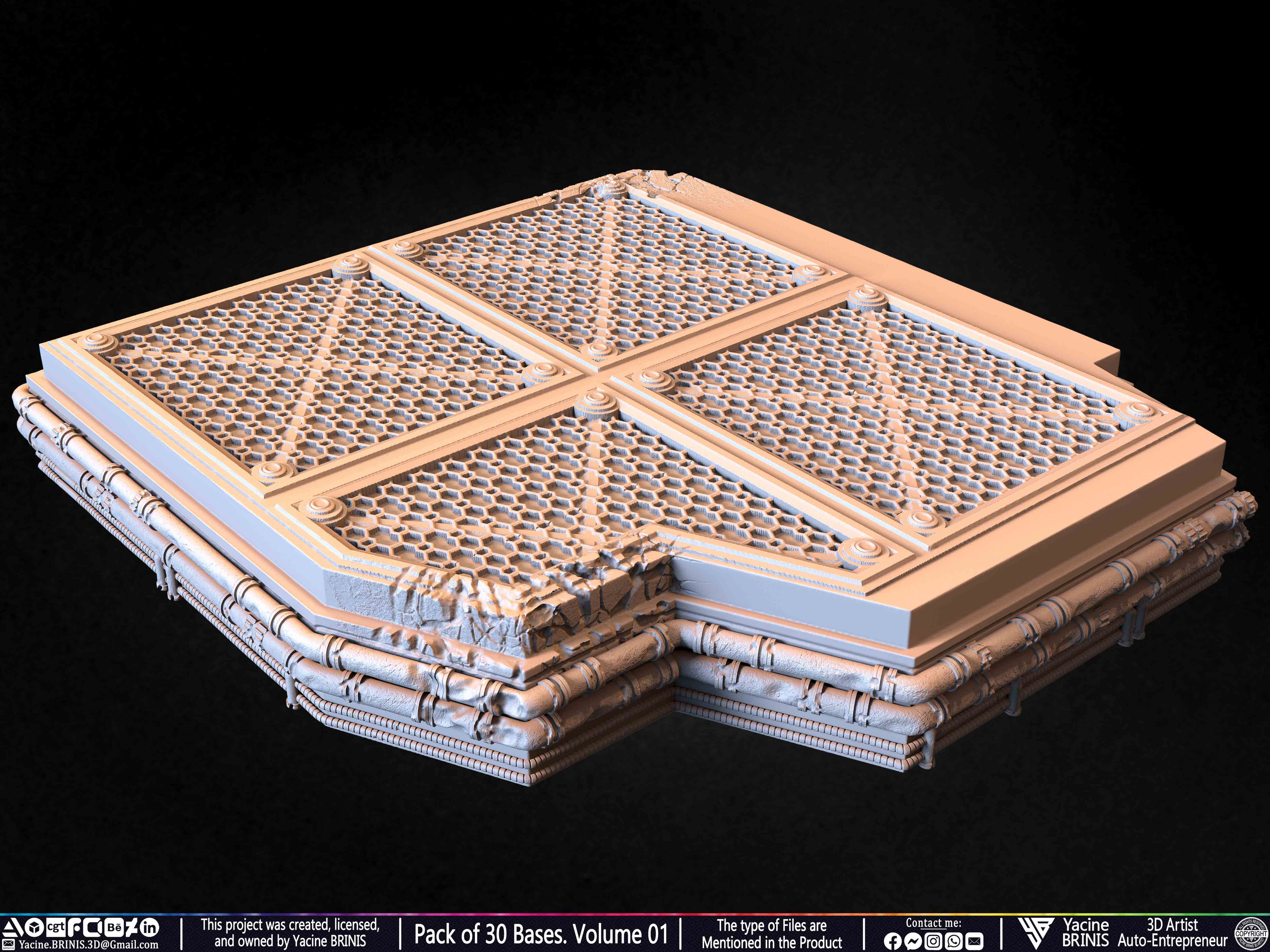 Pack of 30 Bases for Collectibles and 3D Printing Volume 01 Sculpted by Yacine BRINIS Set 018