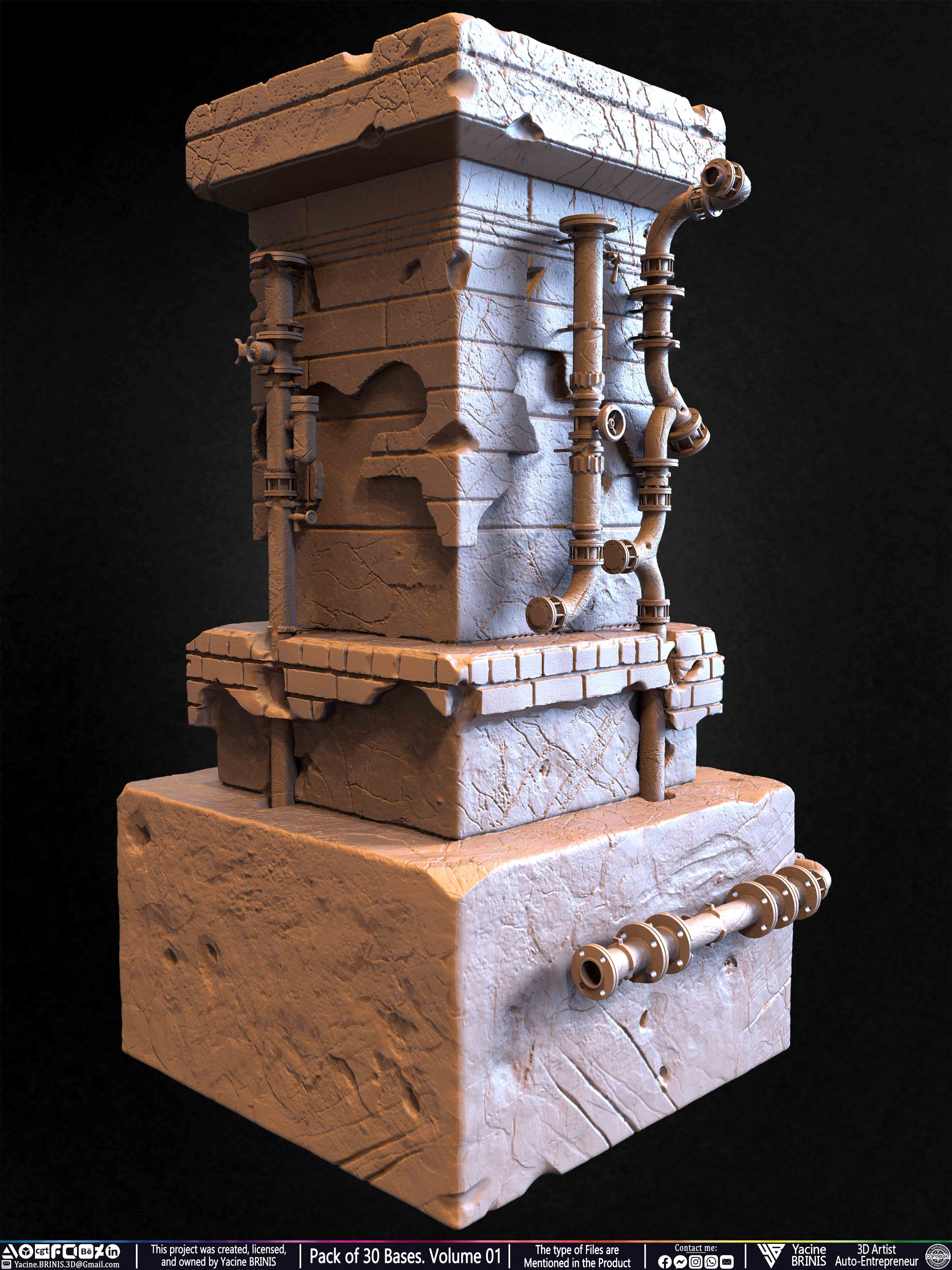Pack of 30 Bases for Collectibles and 3D Printing Volume 01 Sculpted by Yacine BRINIS Set 019